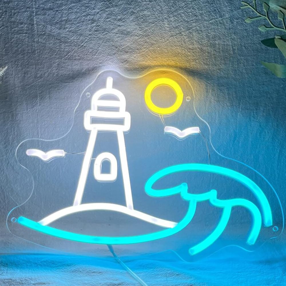 LED Sign Ocean Neon Signs Waves Led Lights Home Wall Decorative Mountains Night Lamps Party Decoration Light USB Brightness Adjustable