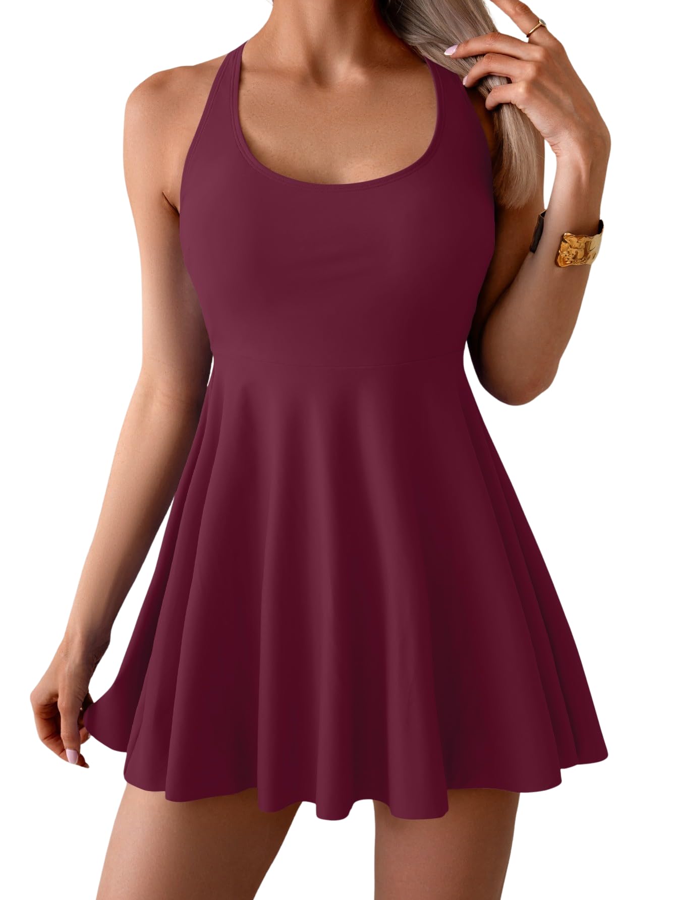 B2prity One Piece Swimdress Swimsuits for Women Tummy Control Swim Dress Cute Modest Skirt Bathing Suit