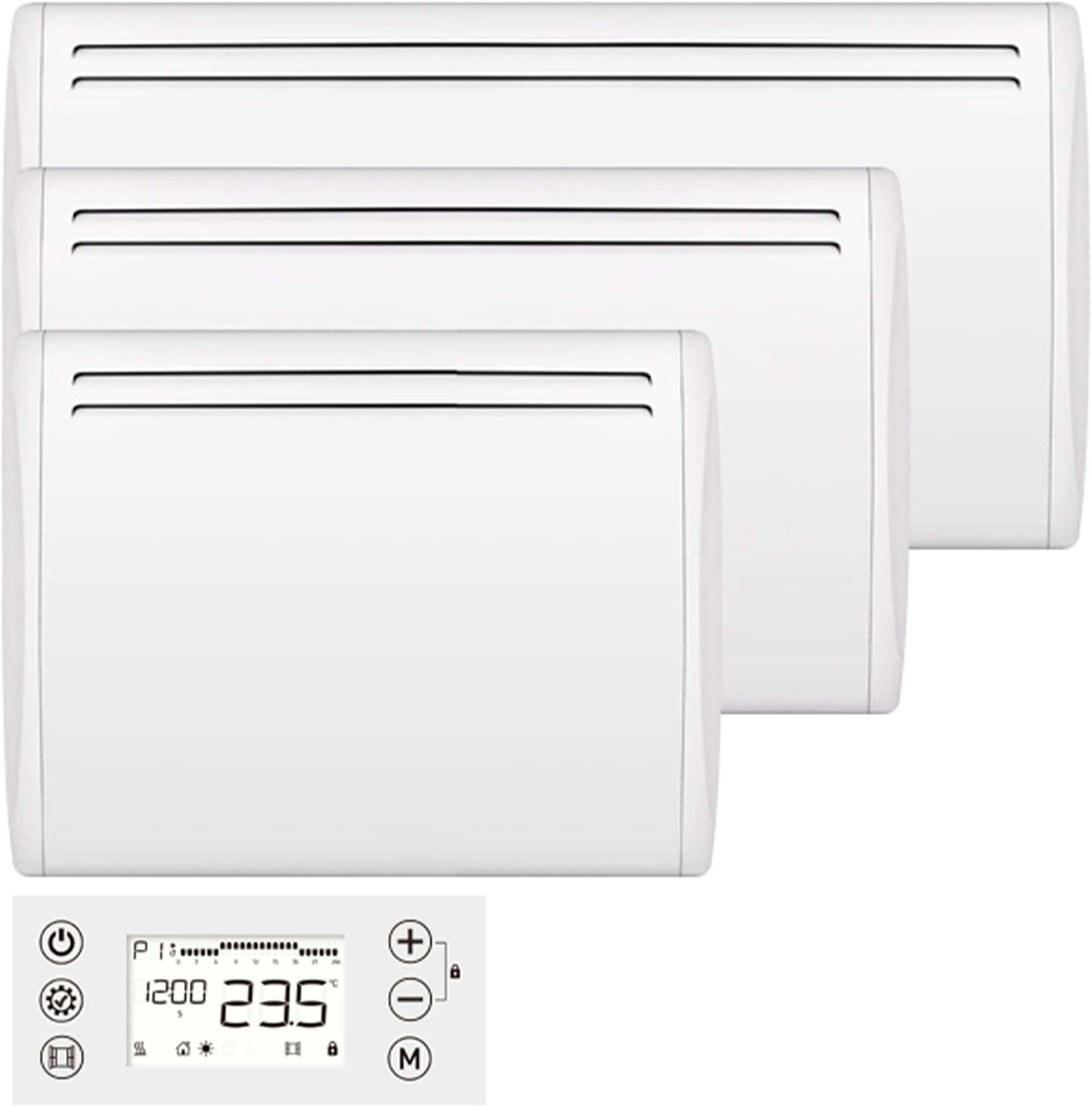 MYLEK Ceramic Panel Heater - Electric Radiator 2000W - Thermostat with Programmable Timer LCD Display - Wall Mounted Slim, IP24 Bathroom, LOT 20 Eco Energy Efficient (White 2KW)