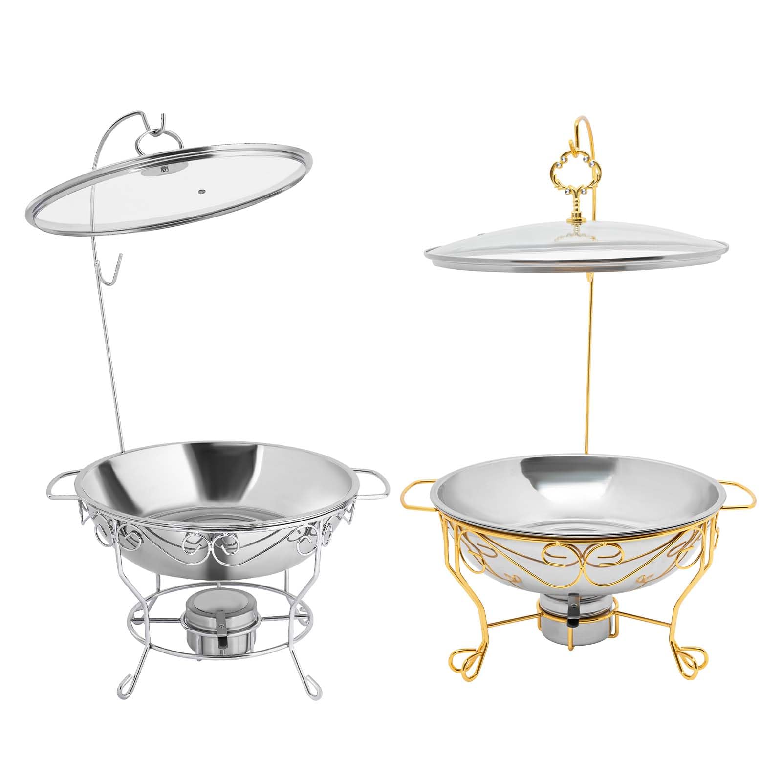 Professionale Chafing Dish Acciaio Inox Riscaldatore Piatti Rotondo Restauro Credenze Posate Professionali contenitori INOX Credenza Riscaldante (Oro)