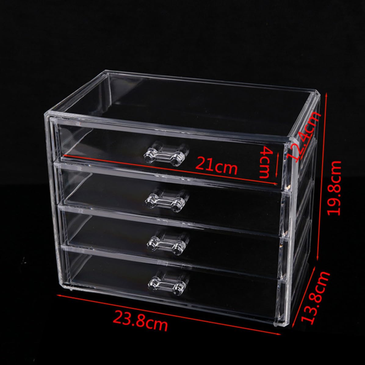 Tragbare Kosmetik Aufbewahrungsbox aus Kunststoff mit 4 Ebenen Make Up Organizer und Schmuckbox für Schminke und Ringe Zuhause