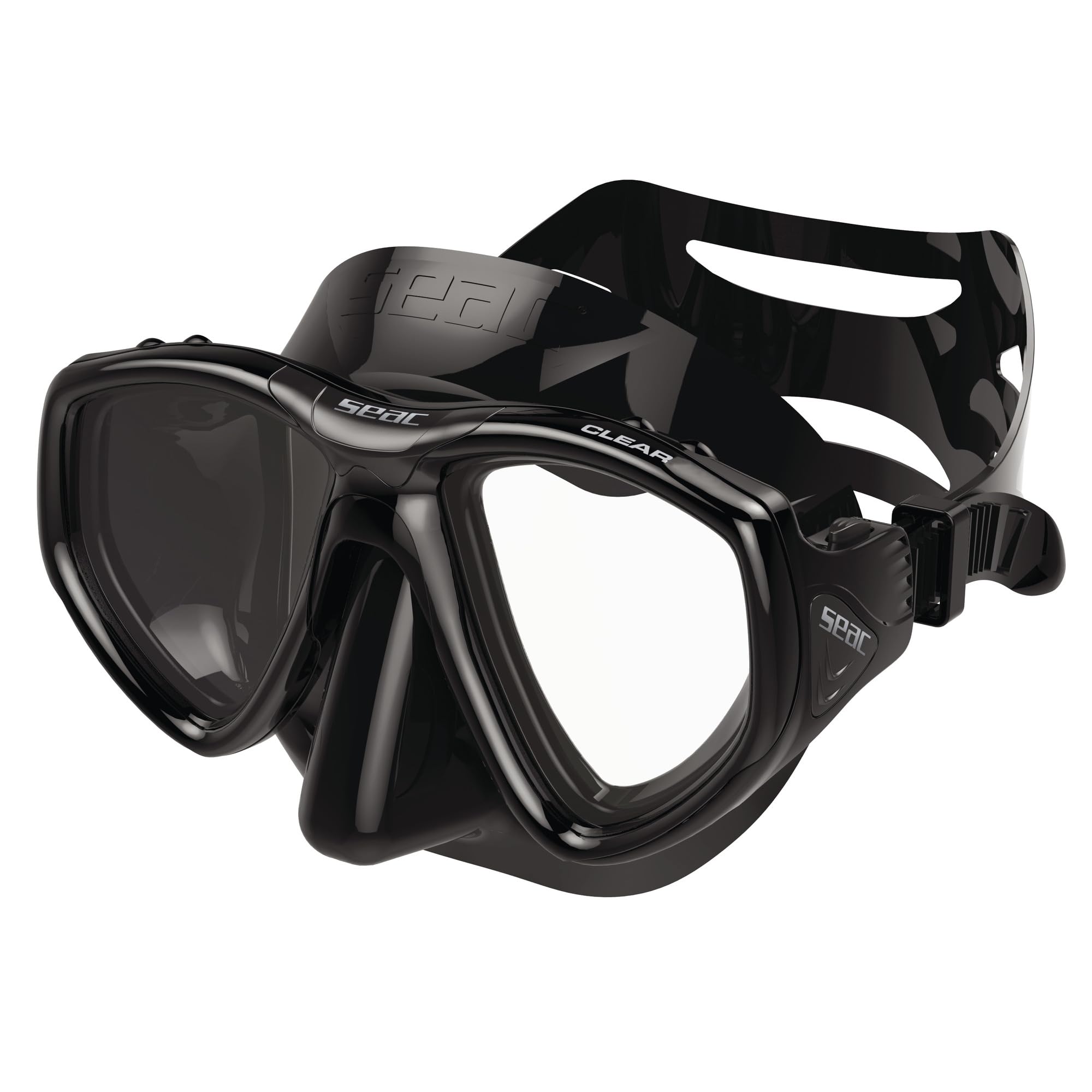 SEAC Clear – Maschera Subacquea Antiappannamento Doppia Lente in Silicone | Maschera per Immersioni e Snorkeling Antifog Low Volume