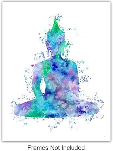 Miniatura 3 de Arte de Buda – Zen, meditación, Yin Yang, Om, Hamsa mano de Fátima – Decoración inspiradora de la nueva era para pared, hogar, oficina, estudio,