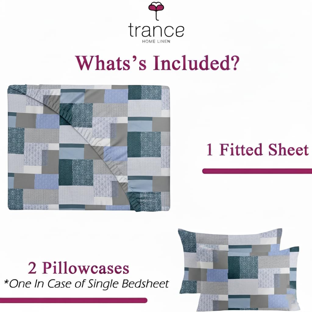 Trance Home Linen Abstract Green Fitted Bedsheet -6 Trance Home Linen Abstract Green Fitted Bedsheet -6