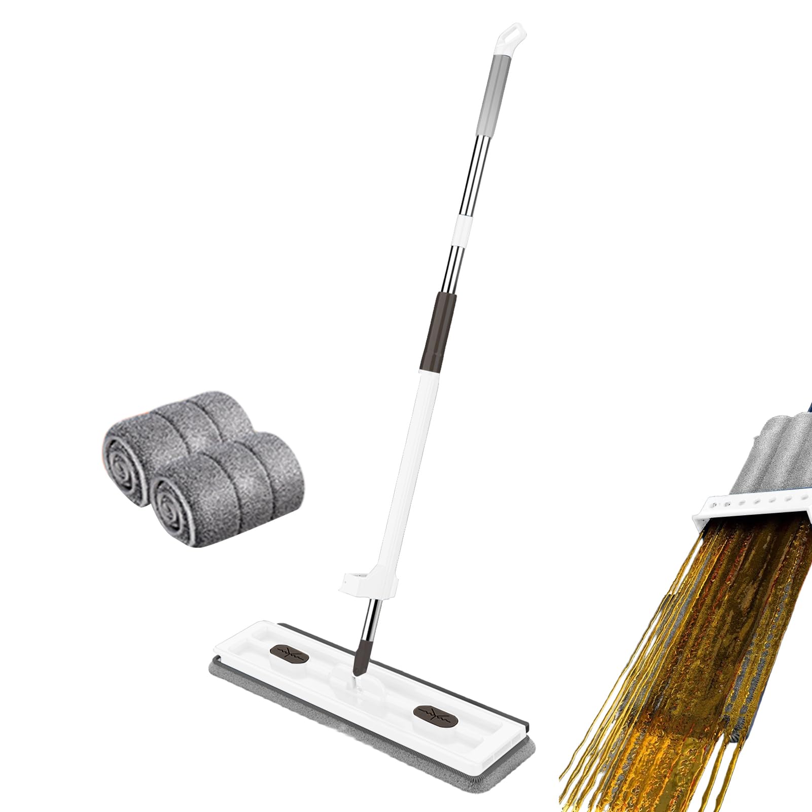 Du?a miot?a p?aska w nowym z wiaderkiem, du?ym p?askim i | wiaderkiem z kó?kami, obrotowy mop z mikrofibry 360° , mop kurz ze skrobakiem do czyszczenia pod?óg