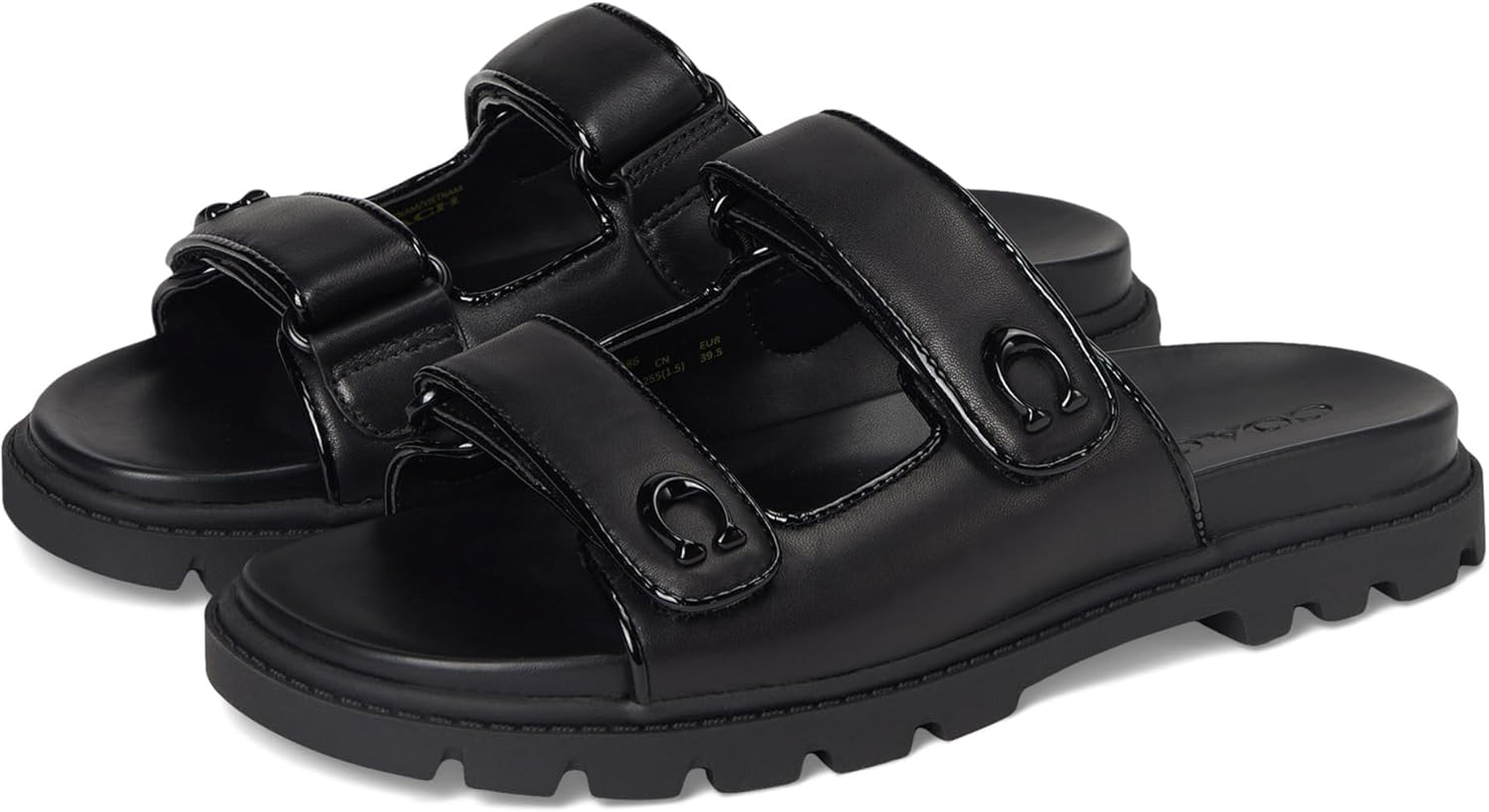 COACH womens Sculpted C Leather Double Band Sandals