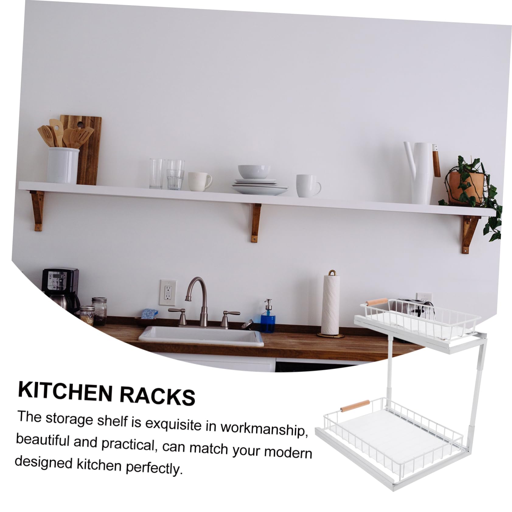 Garneck Organizer Acciaio in Cucinastraibile, Scaffale Sottolavello a al 2 Livelli Carbonio Bianco, Capiente Pratico per Spezie Bagno