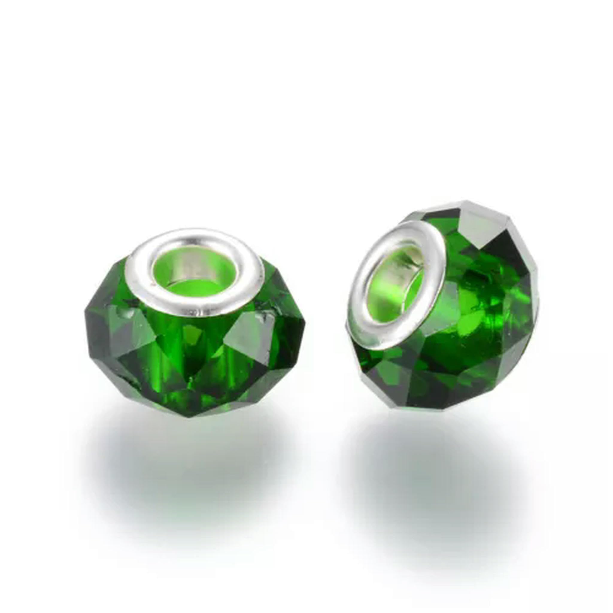 Cuentas con Agujero Grande, Paquete de 100 Cuentas latón con Agujero Central 14 x 8 mm, Multicolor(Darkgreen)