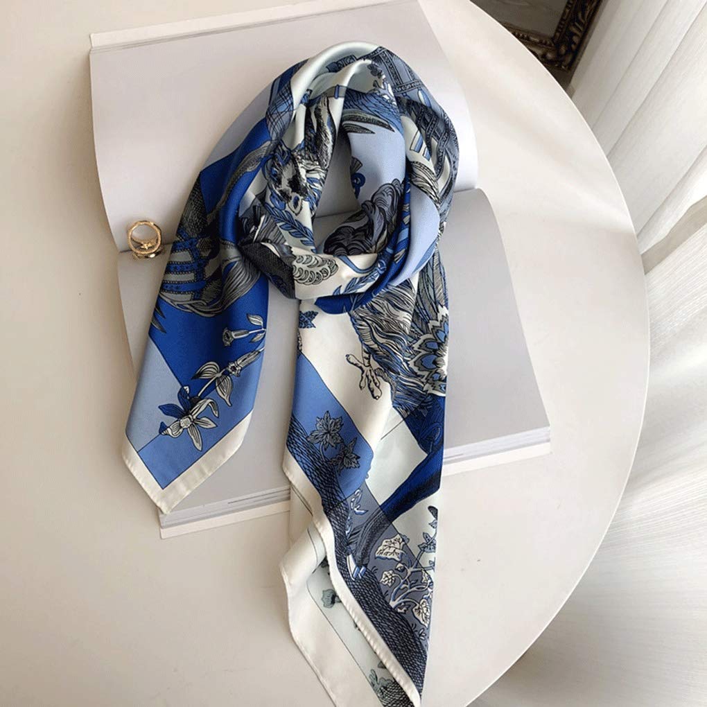 小物 Hand Printed Silk Scarf - blue 小物 Hand Printed Silk Scarf - blue Silk Square Scarf - Hand