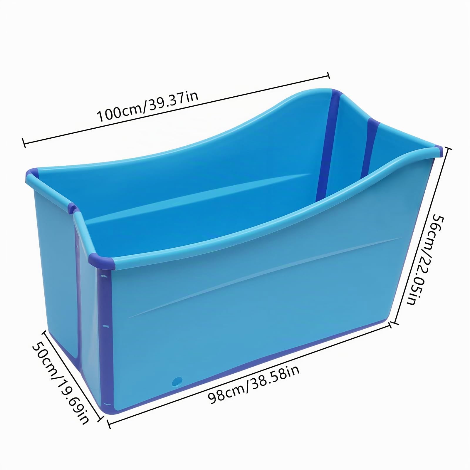 Bañera plegable para adultos Sauna Baño Plegable Bañera de Agua Bañera Plegable Piscina Bebé Bañera Masaje Móvil Azul 98 x 50 x 56 cm