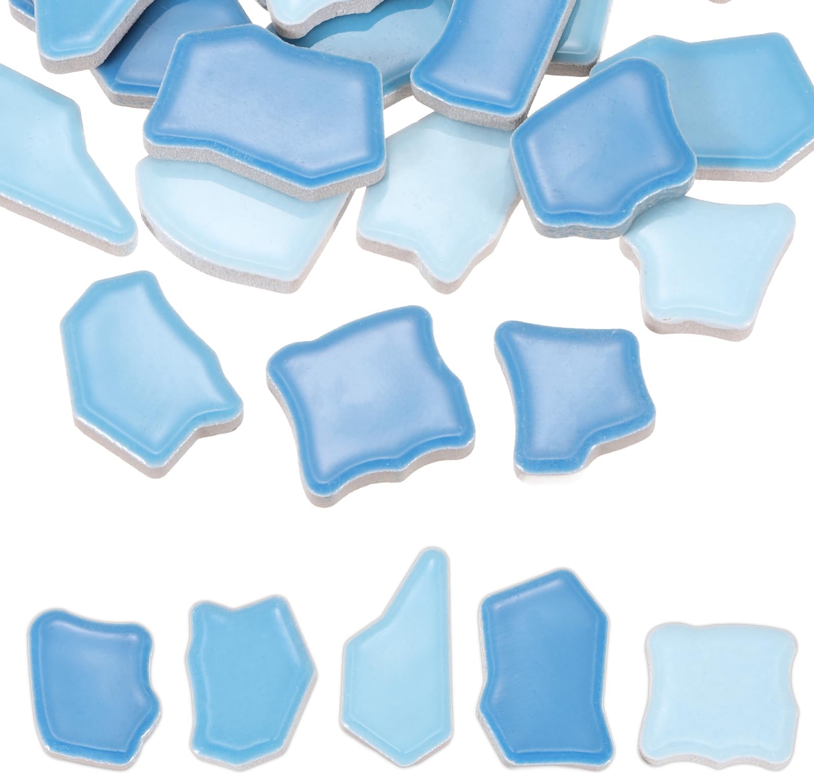 500g/1.1LB Irregular Ceramics Mosaic Tiles, 0.79"-1.57" Mosaic Stained Tile Broken Porcelain Pieces Stones Bulk for DIY Craft Making Vases Home Decoration, Blue Series