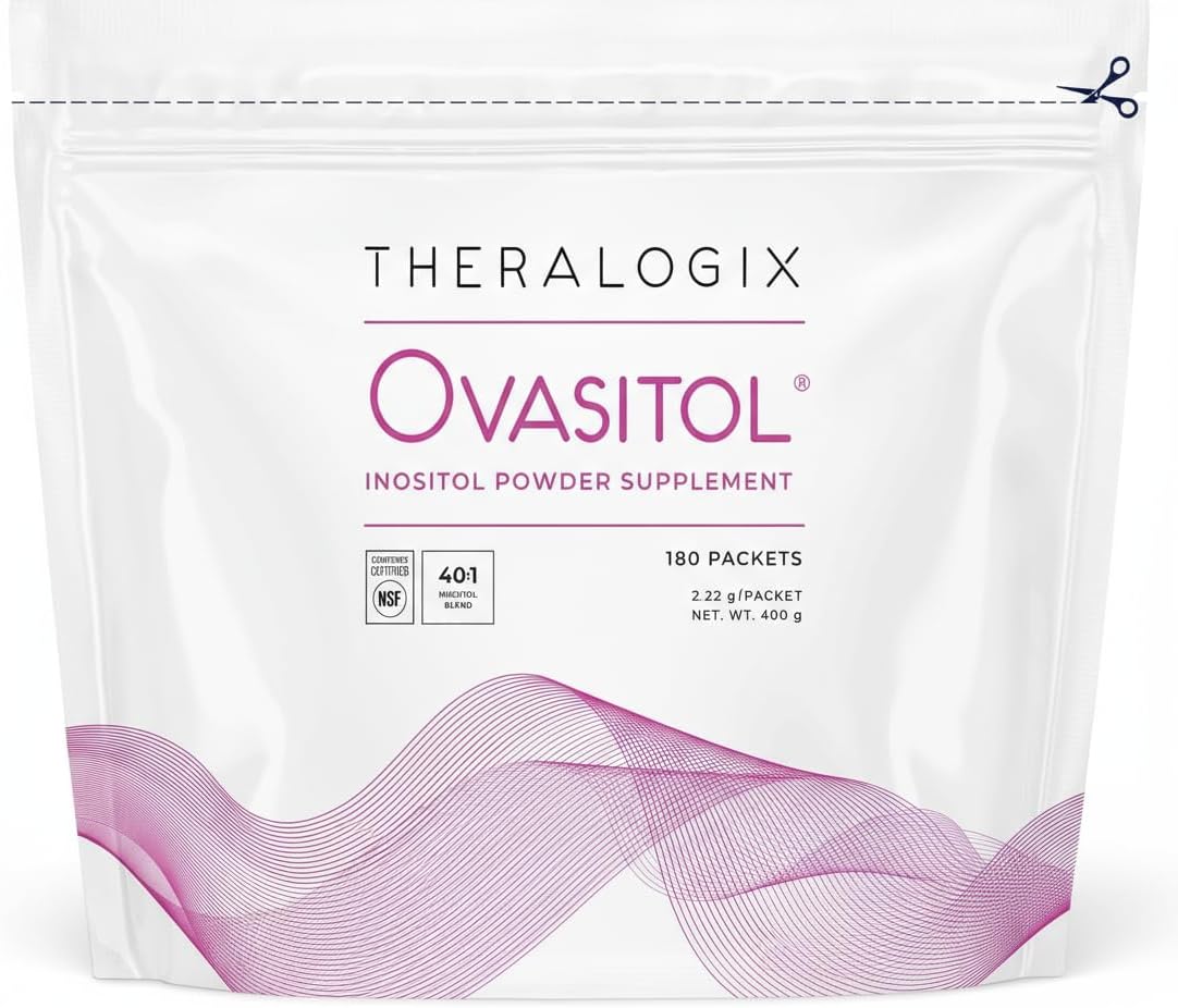 Theralogix Ovasitol Inositol Powder Packets - 90-Day Supply - Myo-Inositol & D-Chiro Inositol for Hormone Balance & Ovarian Function Support* - NSF Certified - 180 Packets