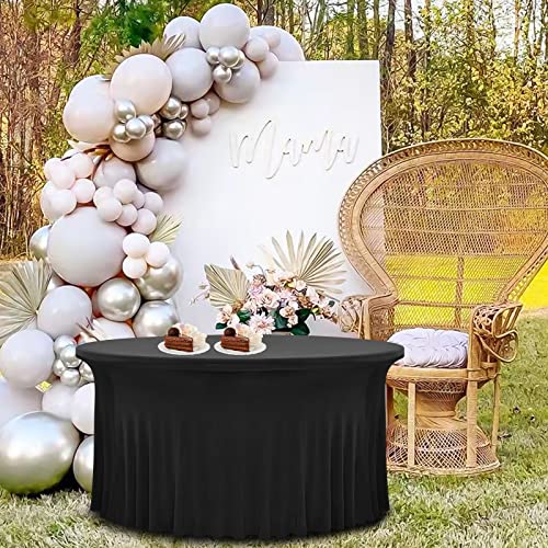 2 Pack 6Ft Round Tablecloth 72 Inch Spandex Table Skirts For Round Tables, Wrinkle Resistant Tablecloth With Skirt, Fitted Table Skirts For Wedding, Banquets, Restaurants, Parties, Events (Black) #TOP5