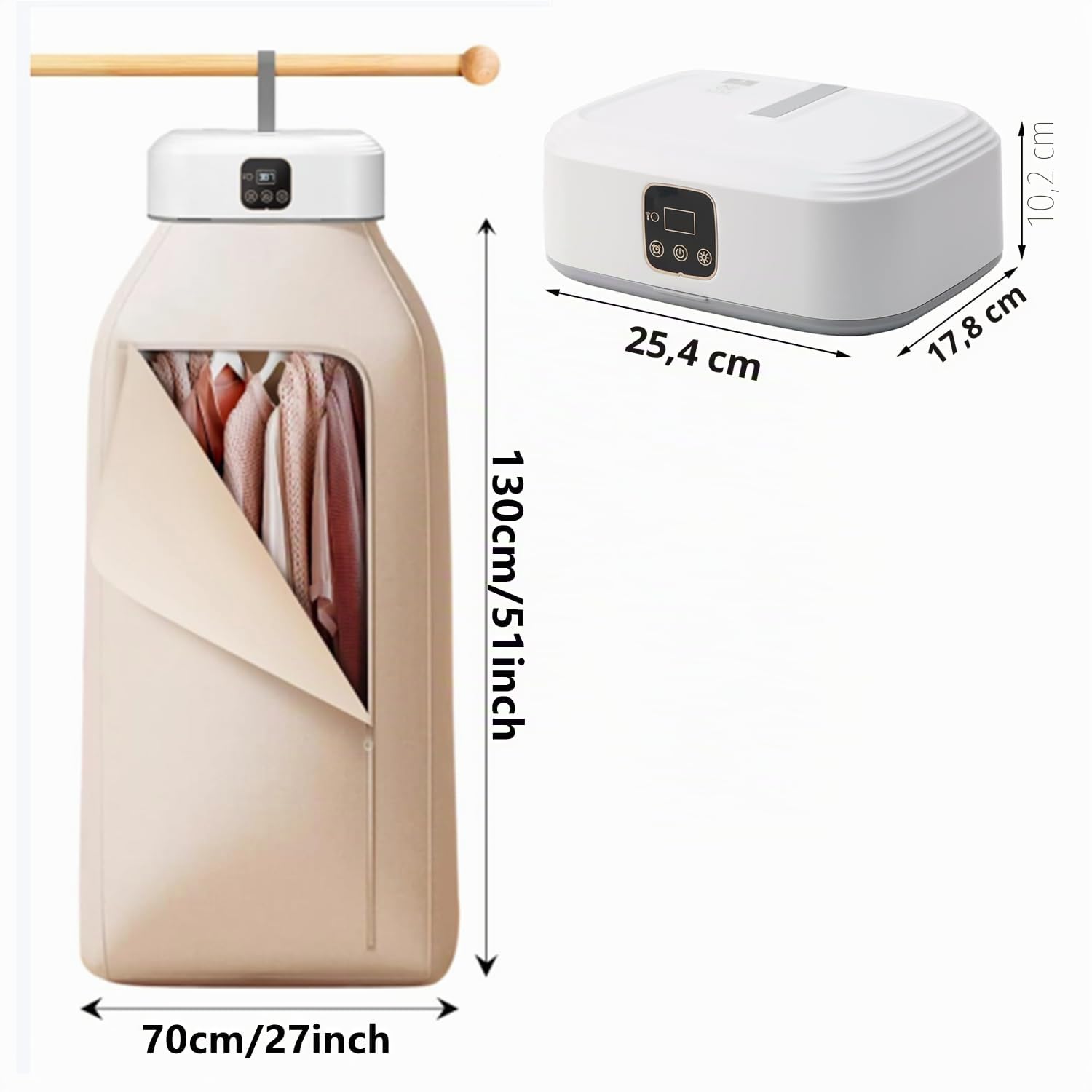 Mini sèche-linge pompe à chaleur avec minuterie 1-8H, télécommande et stérilisation UV