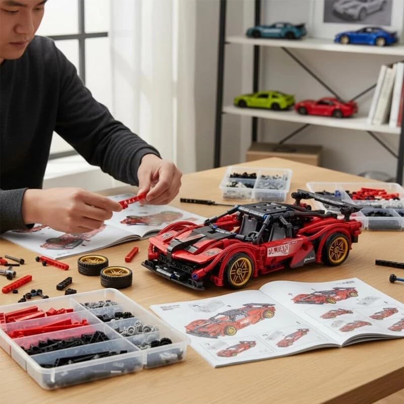 Image of 1:18 Scale Pull-Back Racing Car Building Block Set (422 PCS) | Creative Assembly Toy for Collectors & Enthusiasts | Compatible Brick Model Kit for Racing Fans
