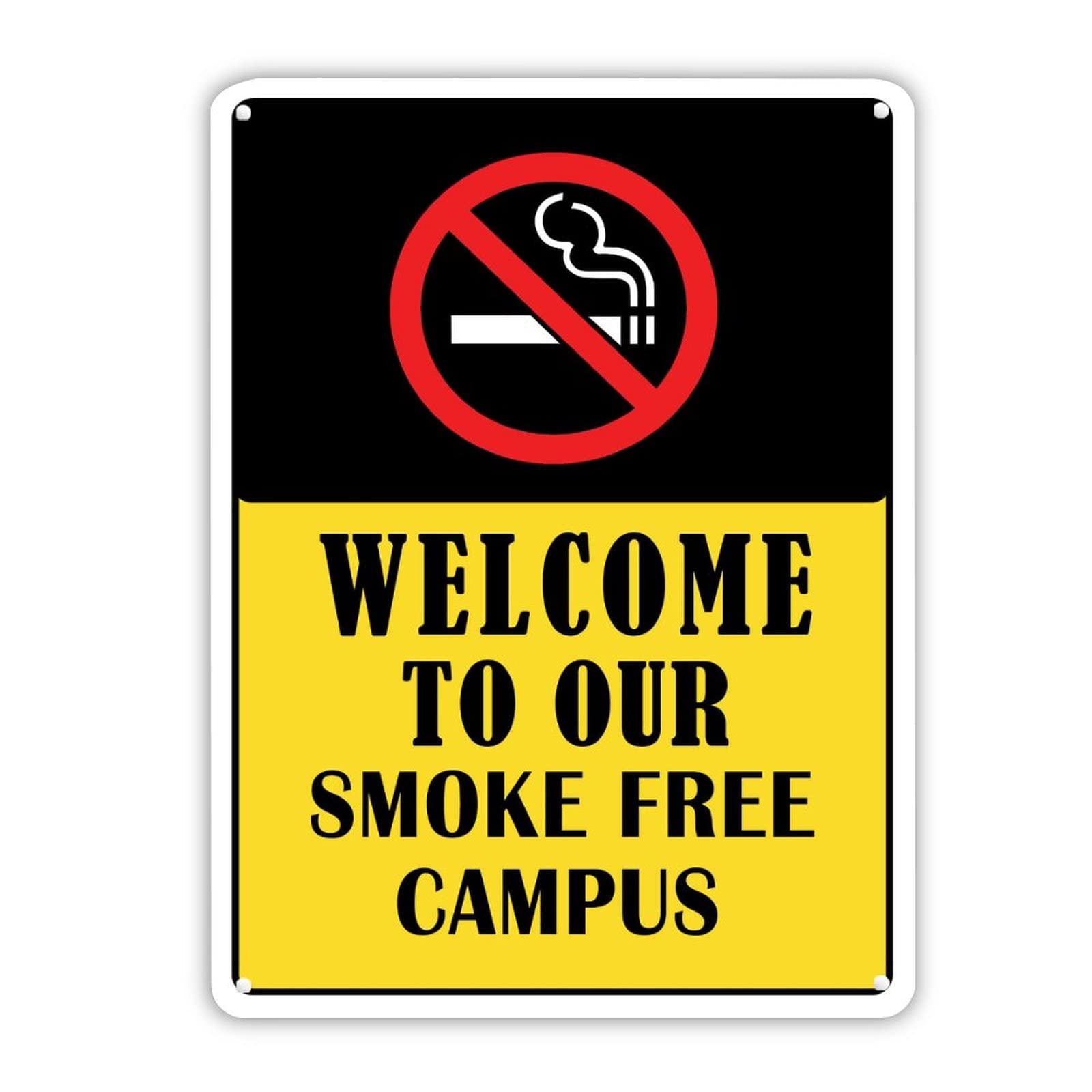 Panneau Panneau d'avertissement en aluminium Smoke Free Campus sans tabac 40,6 cm
