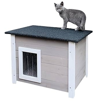 Amazon | 1/2 階建ての屋外猫ハウス 防風 防雨 外猫ハウス