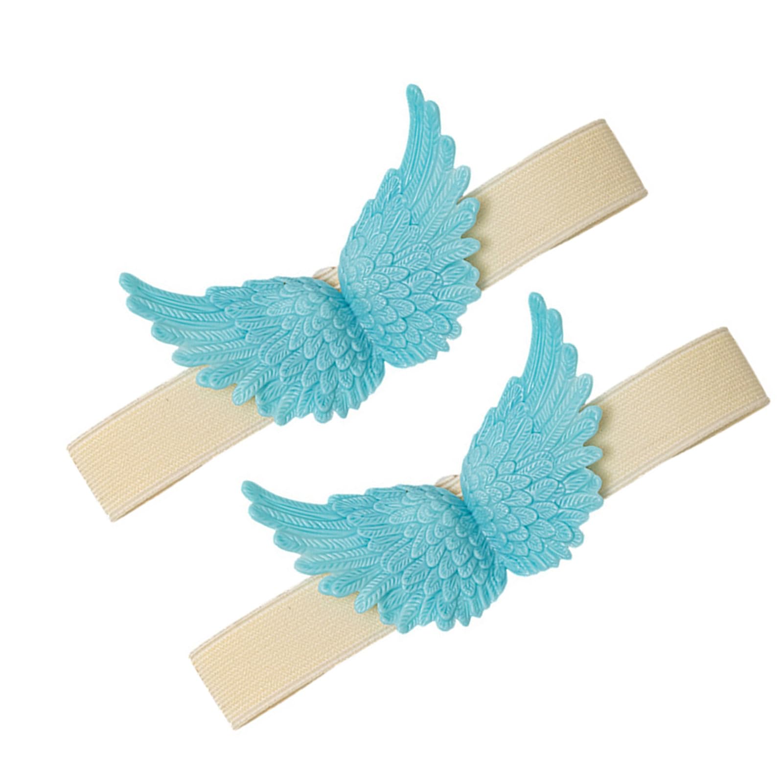 Cazstyk Lake Blue 2Pcs Angelic Wing Elastic Curtain Tiebacks With Adjustable Straps For Stylish Home Decor Adjustable Button Curtain Holders