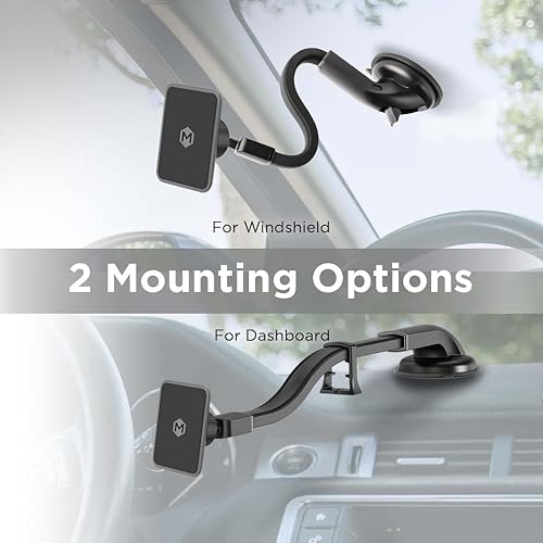 Miniatura 3 de Soporte magnético de teléfono para tablero y parabrisas para automóvil, simple al tacto, 360 grados, flexible y largo, cuello de cisne con imanes