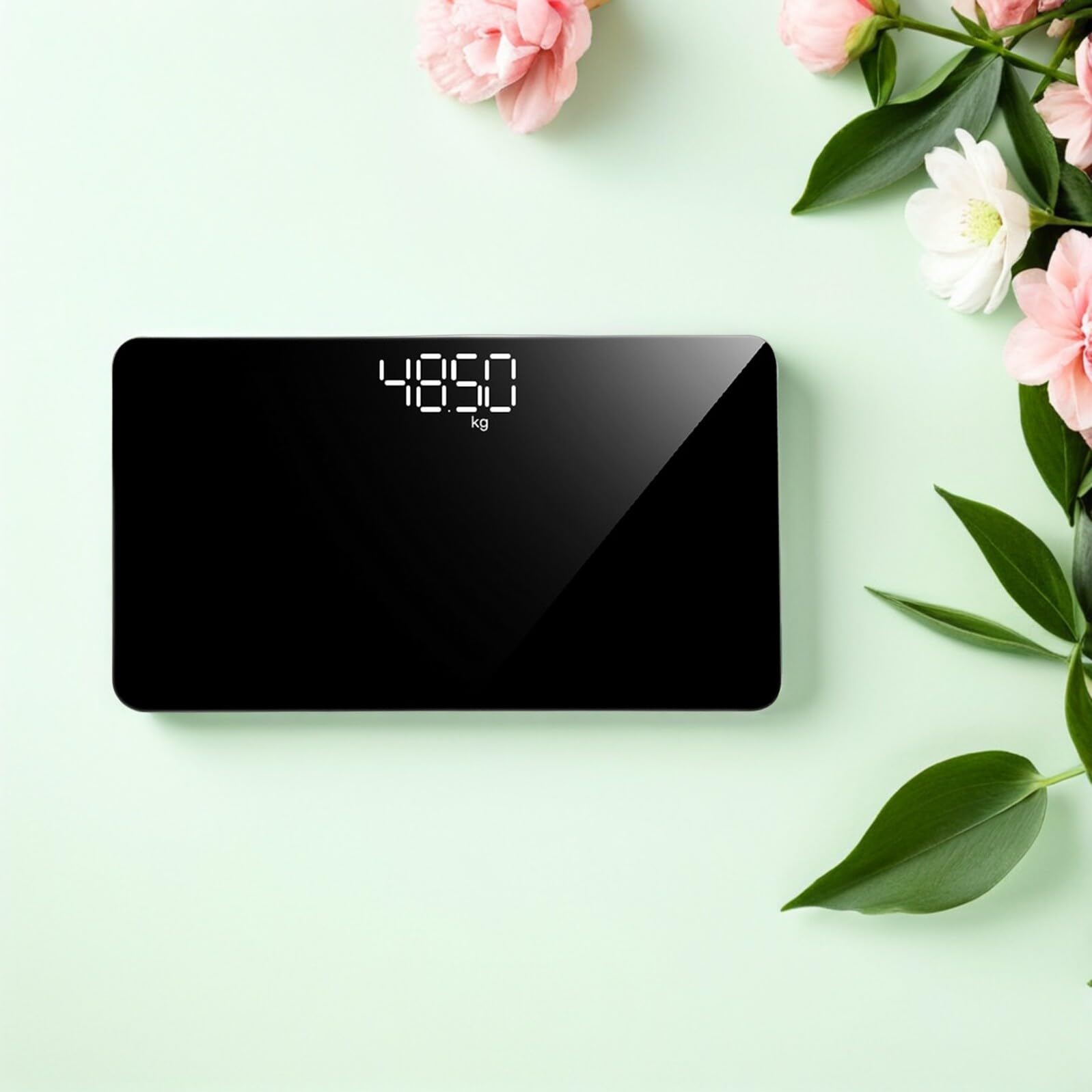 Báscula de Pesaje Corporal Digital Recargable, Báscula para Peso Portátil Superficie de Espejo y Sensores de Alta Precisión, Adecuado para Uso en Baño, Casa y Viajes
