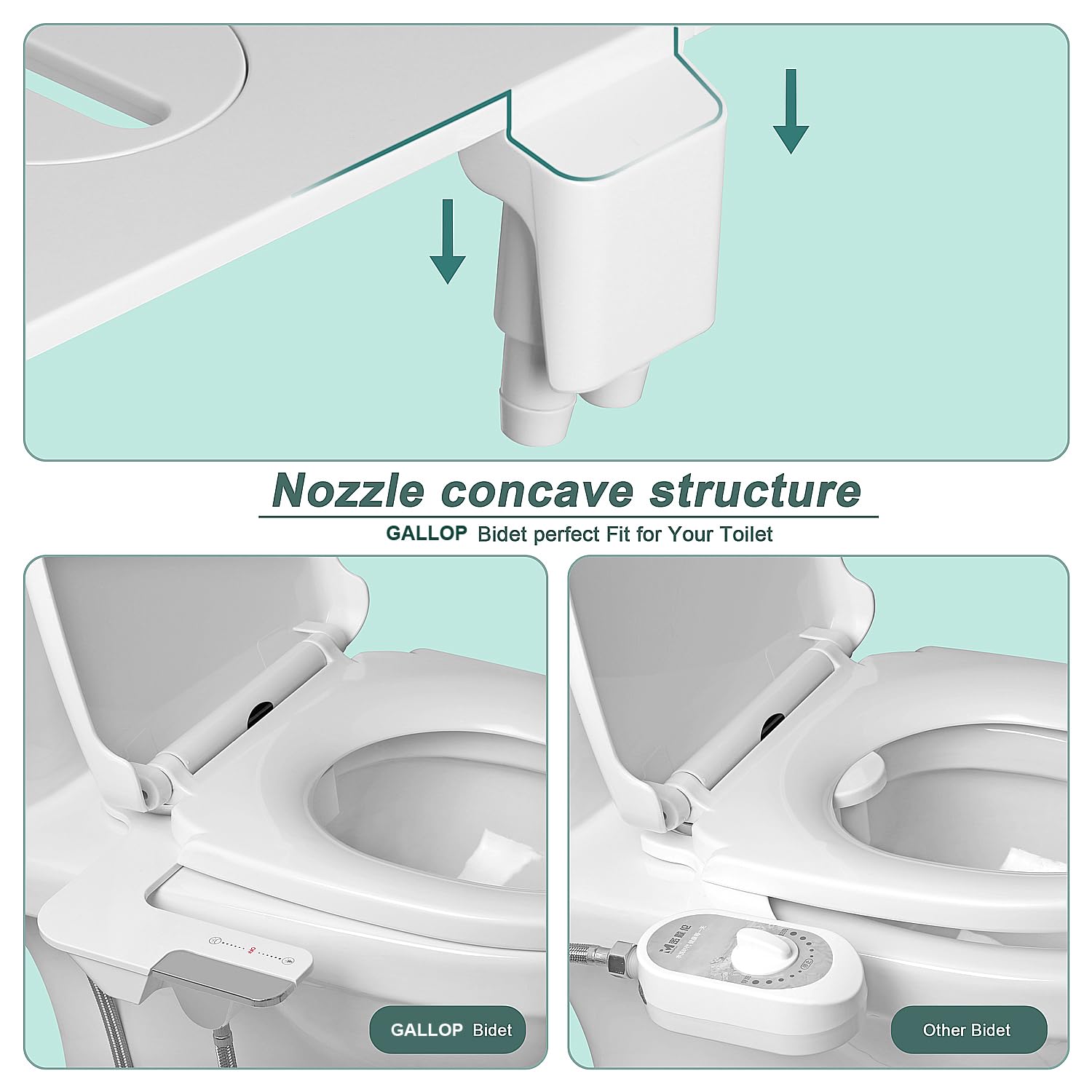 Bidet-Aufsatz für Toilette – nicht elektrischer Kaltwasser-Bidet-Toilettenaufsatz, einstellbarer Wasserdruck, Doppeldüsen, Frontspülung, Rückspülung, Bidet mit Messingeinlass (Mit 2m Schlauch)
