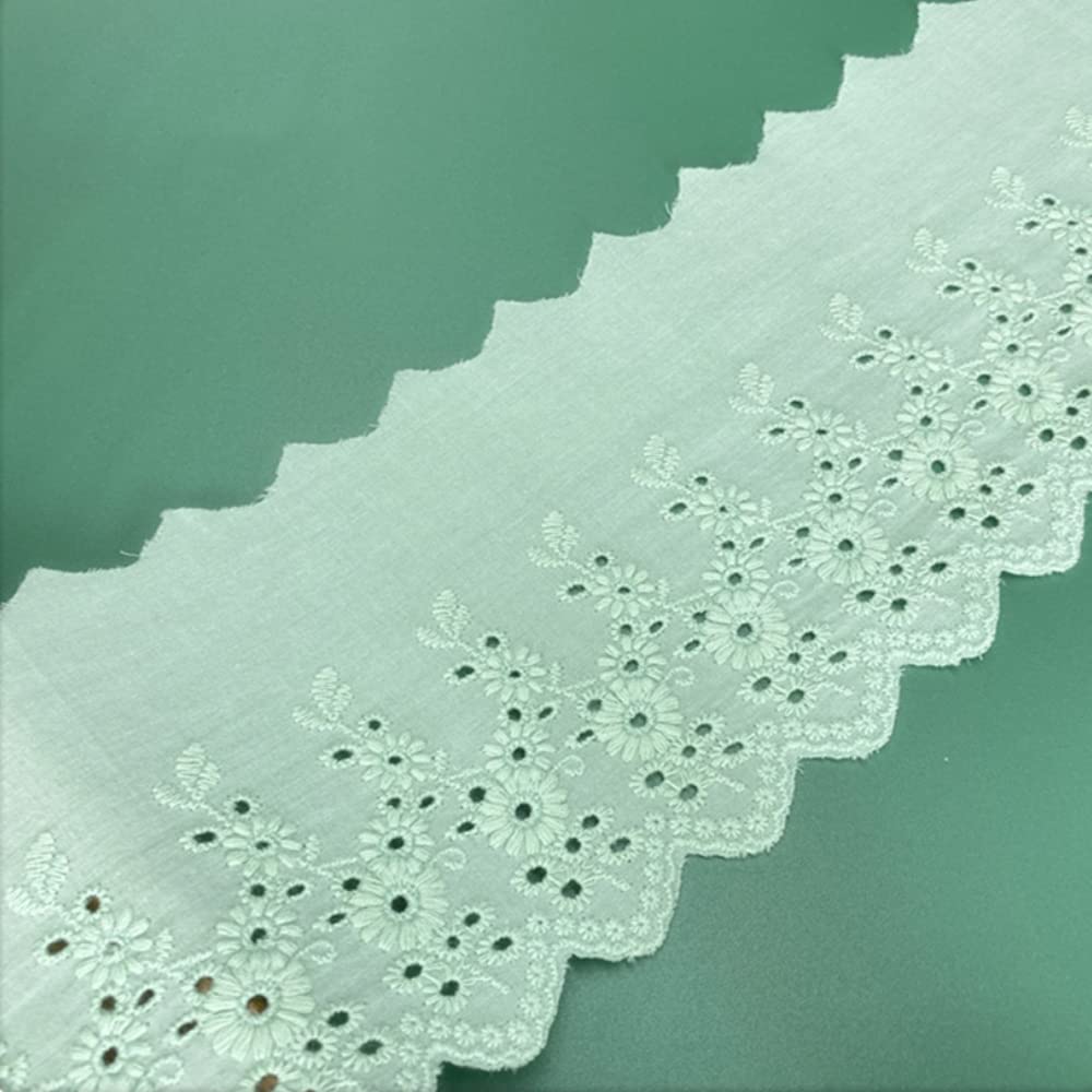 Ruban de dentelle en coton vert Wambere 11cm pour réparer des rideaux et embellir des boîtes