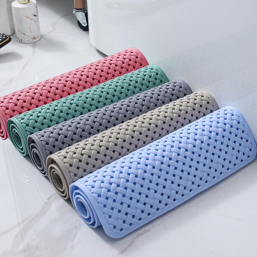 Gewebte Struktur Badewannenmatte Badematte mit Ablauflöchern, Durchbrochenes Duschmatte rutschfest, Weich Antirutschmatte Dusche für Badewanne und Nassbereiche PVC,A,39x100cm/15x39in