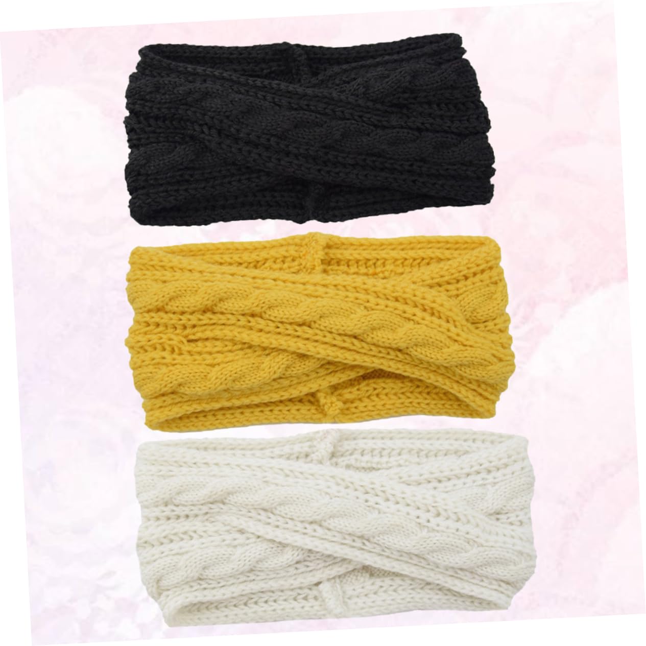 FRCOLOR 9pezzi Fasce Di Lana Per Donne Da Nero Bianco e Giallo Accessori Moda Per Per Trucco Spa e Attività Sportive