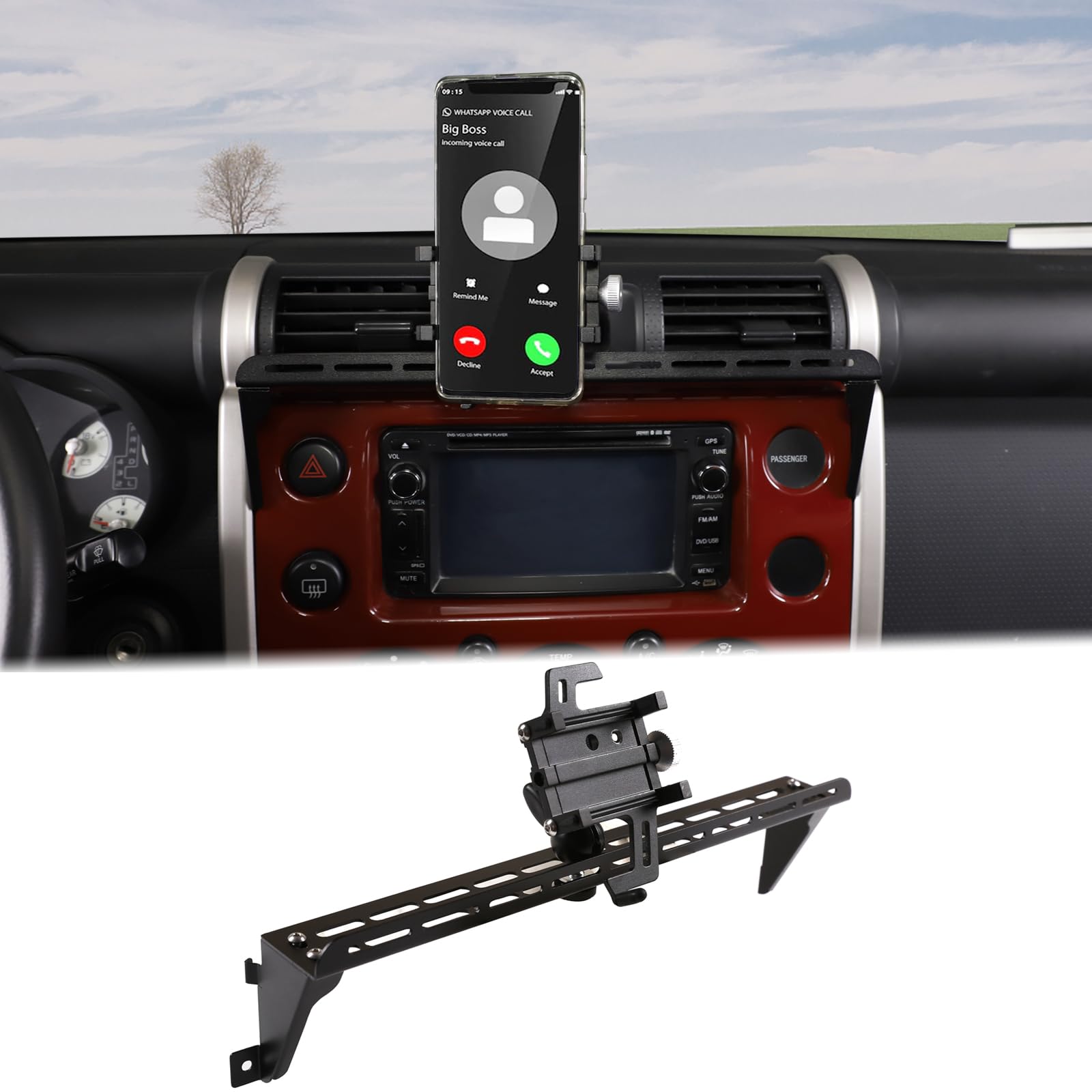 Car Instrument Panel Track Mobile Phone Holder Fit for Toyot@a FJ Cruiser 2007-2021 Car Phone Holder Mount Dash Panel Track Cell Phone Holder Central