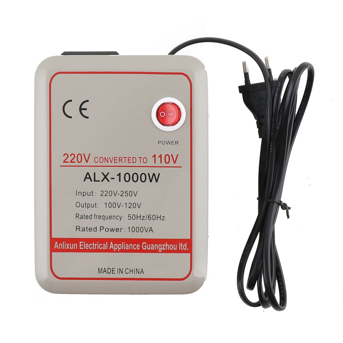 Trasformatore Step-down 1000VA 220V-250V a 100V-120V, Convertitore di Tensione Compatto con Protezioni Multiple per Viaggio e Dispositivi Elettronici
