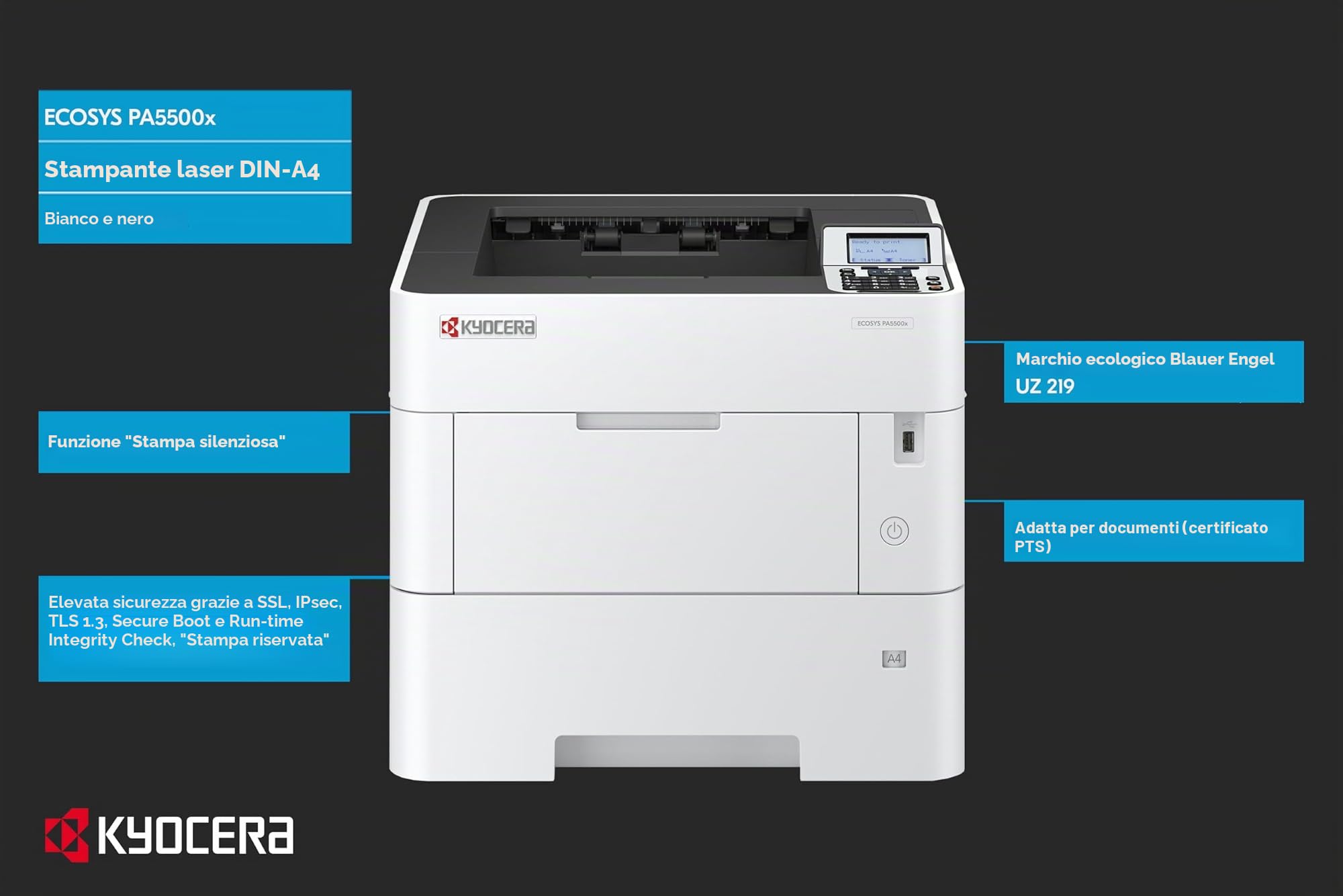 Kyocera Ecosys Pa5000x - Drucker - S/w - Duplex - Laser - A4/legal - 1200 X 1200 Dpi - Bis Zu 50 Seiten/min. - Kapazit?t: 600 Bl?tter - Usb 2.0, Giga