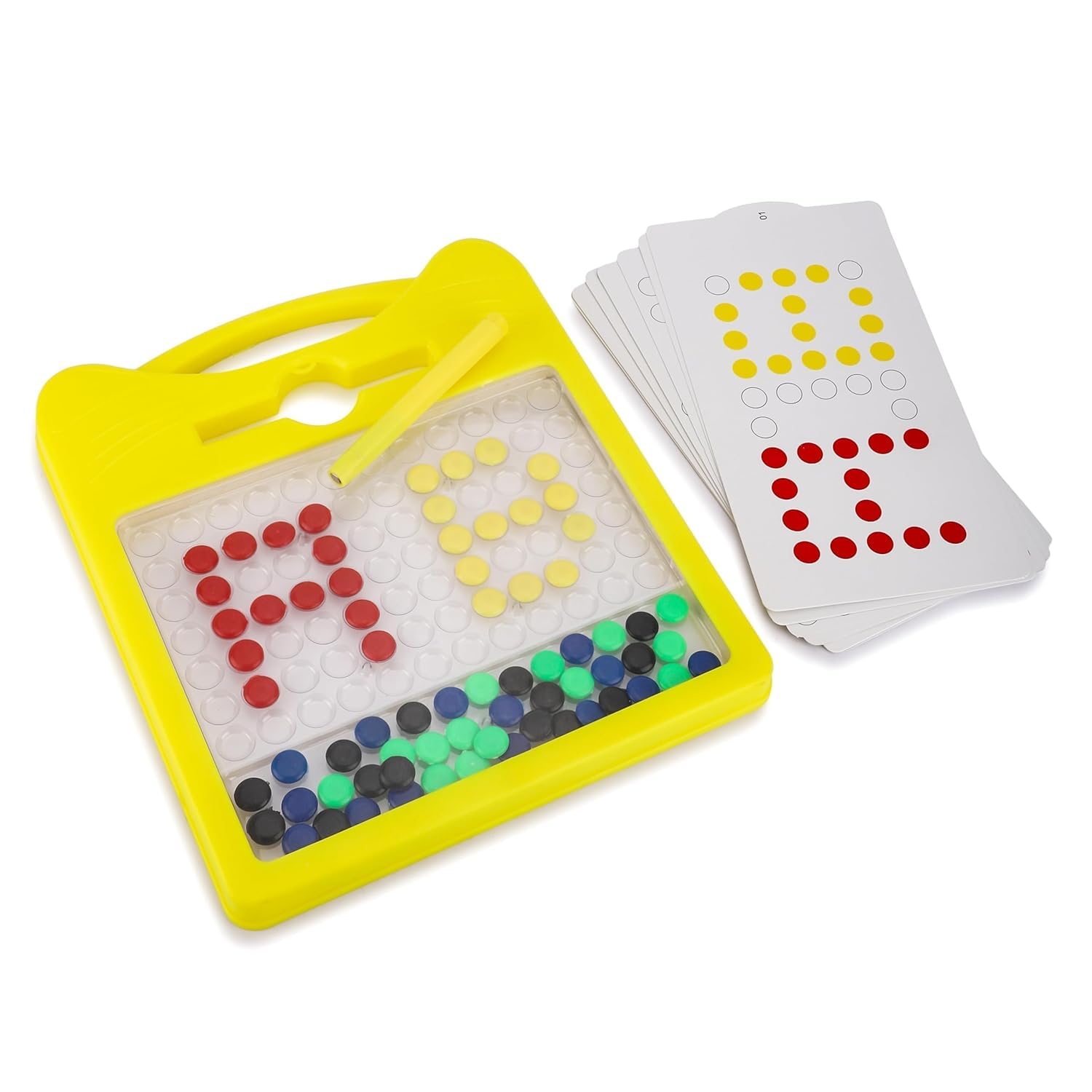 Kidoyz Magnetic Dot Drawing Board for Kids | Montessori Magpad Doodle Board with Magnetic Beads, Stylus Pen & 12 Double-Sided Activity Cards | Alphabet & Writing Practice Learning Toy - MBoard 4