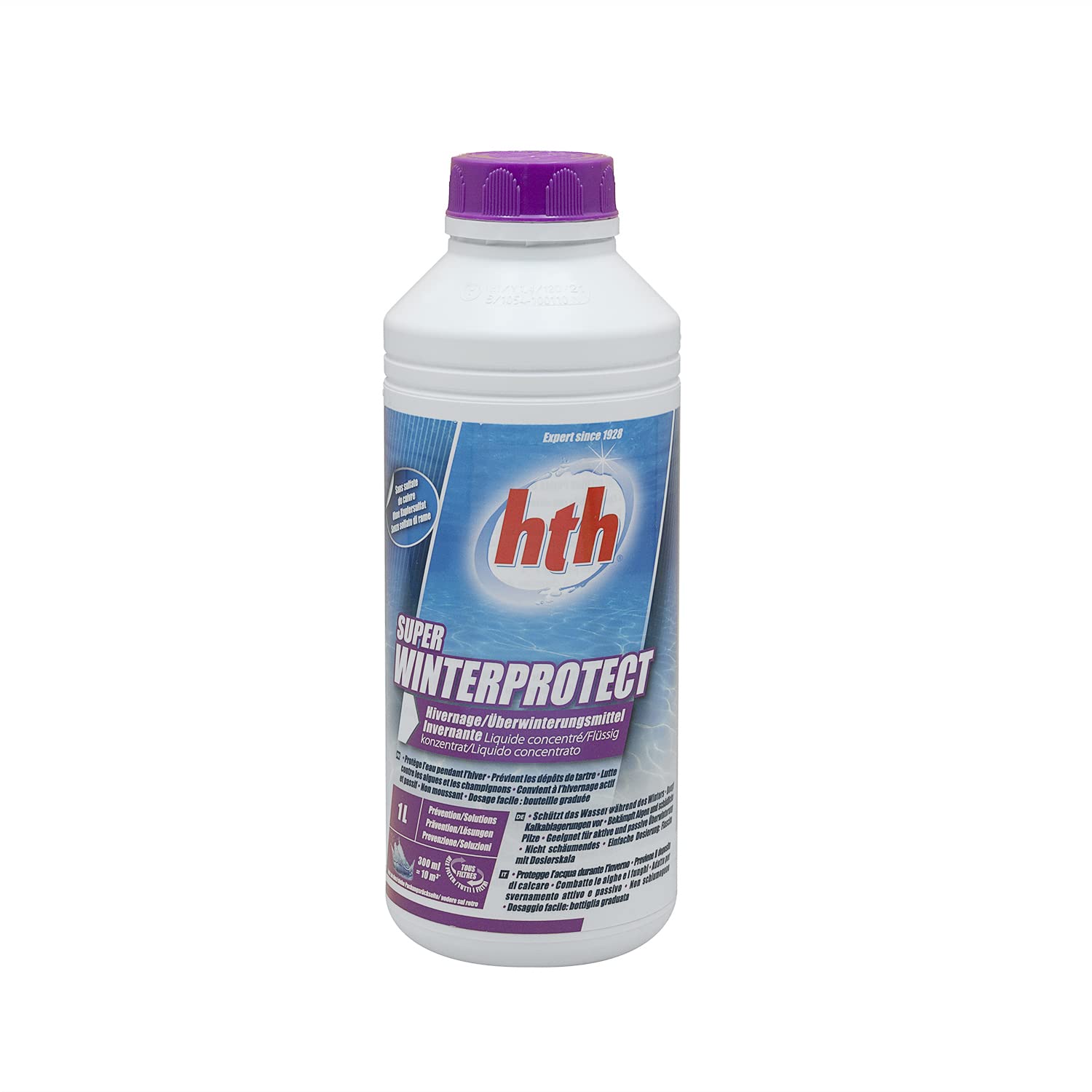 HTH Super WINTERPROTECT Liquide - 1L | Hivernage - Ultra Concentré - Non moussant + 10 Tests HPS OFFERTS 6 en 1
