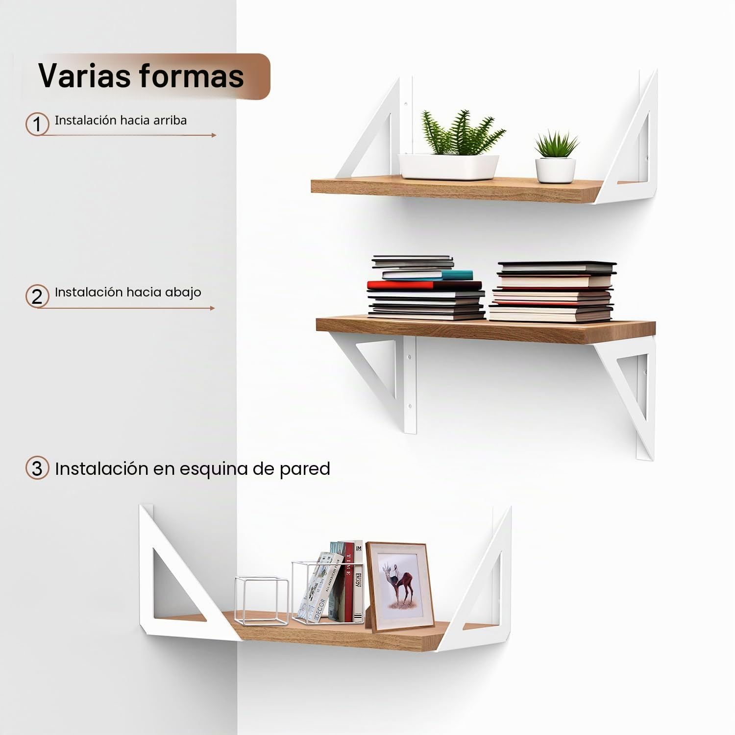 Soportes de estantería de 20 cm, 4 unidades, capacidad de carga de hasta 70 kg, para montaje en pared, para taller, garaje y oficina en casa