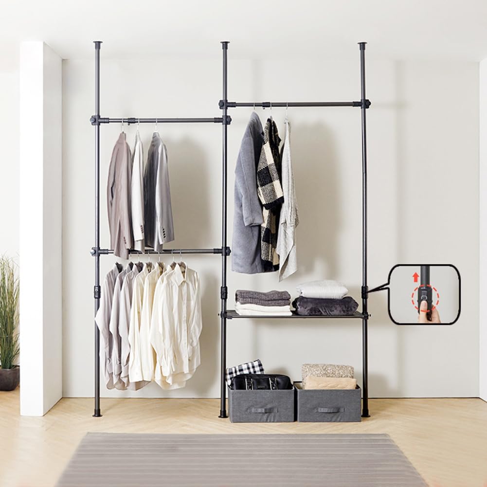 Amazon｜AQRA ハンガーラック 頑丈 4層 大容量 ワードローブ 4つの