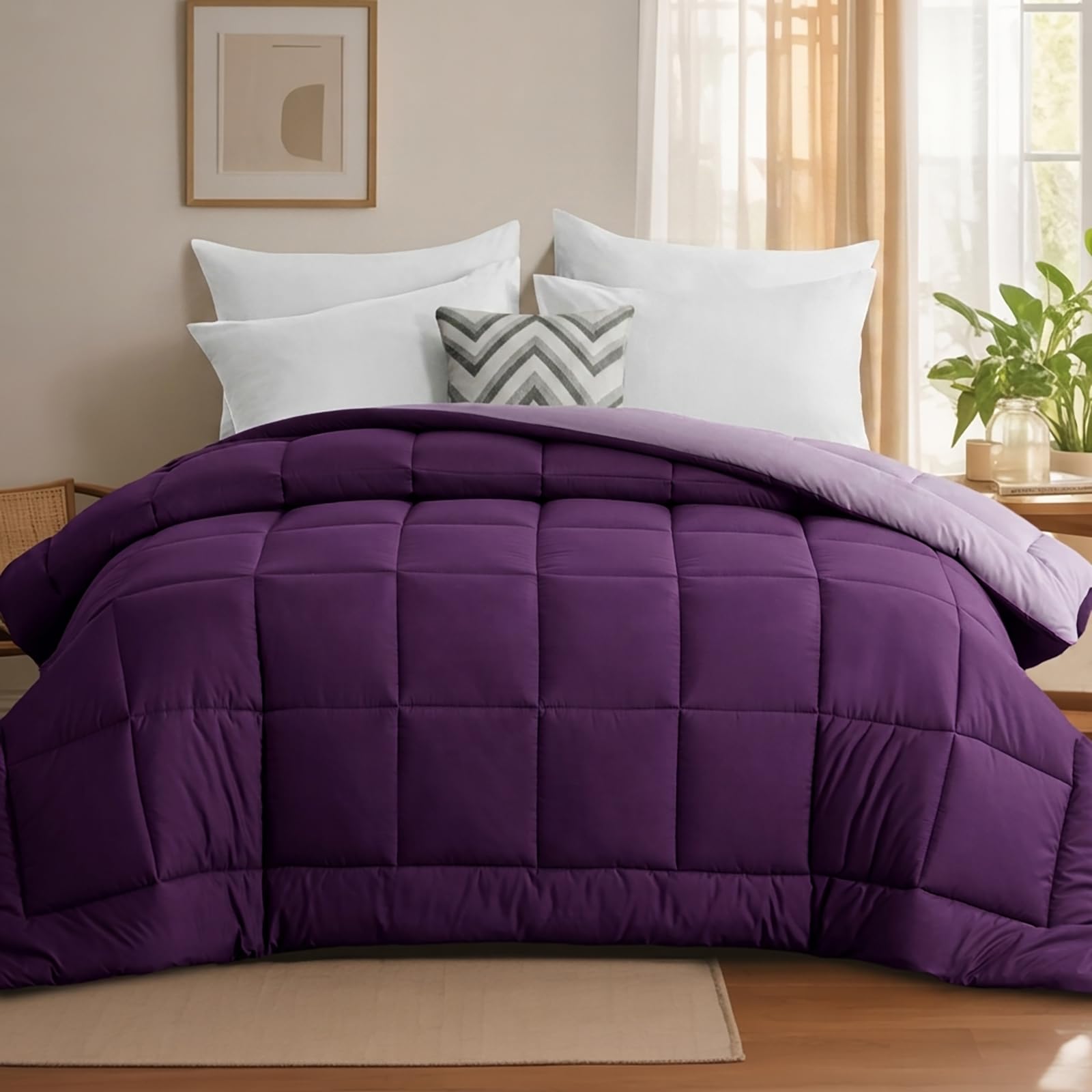 Tifschlaf Coverless Duvet Super King 10.5 Tog - Reversible Superking Bed Duvet for All Seasons, Luxury Lightweight Quilt Washable Comforter Only 260x220cm Purple/Lavender
