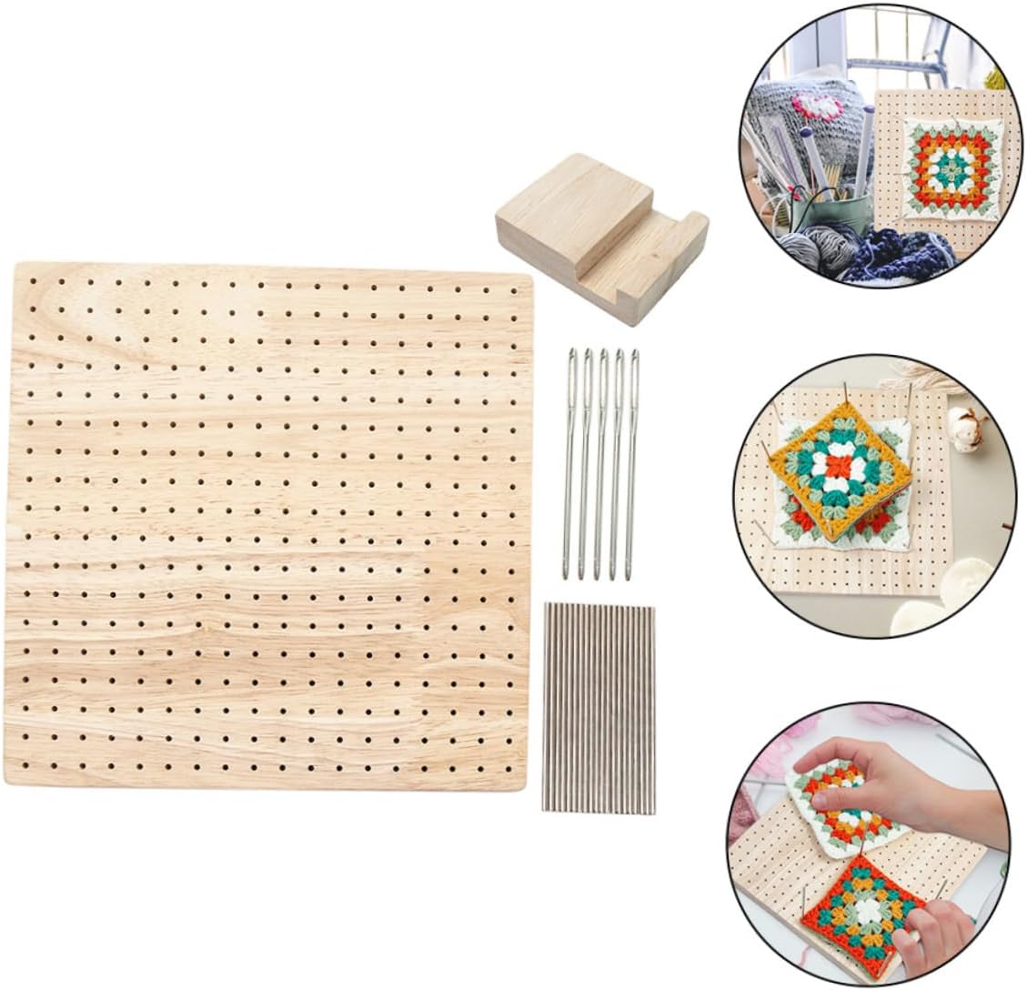 CORHAD Wooden Crochet Blocking Board Knitting Aids Blocking Mat for Square Crochet Boards