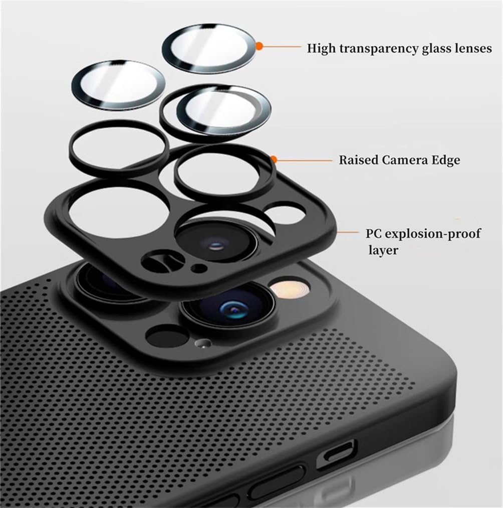Dl3 Mobilak Case For iPhone 11 6.1-Inch Heat Dissipation Case with Built-in Camera Lens Protector Slim Fit Breathable Cooling Anti-Fingerprint Hard PC Back Shockproof Cover - Black