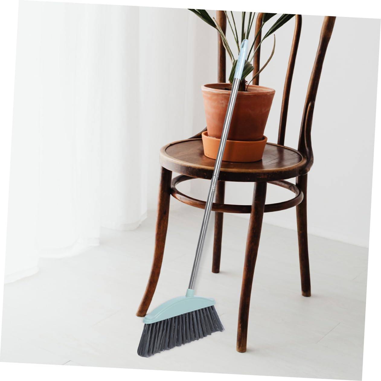 Unomor 2pcs Stainless Steel Broom Deck Scrub Brush Household Broom Long Dustpan and Brush Outdoor Brooms Upright Broom Large Broom Room Cleaning Broom Pickup Brush Soft Broom Blue Plastic