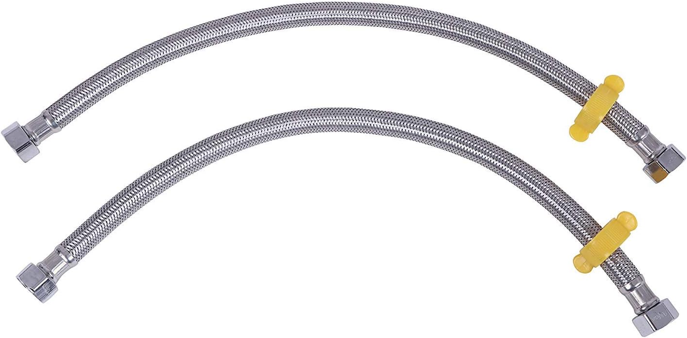 18" Inch Stainless Steel Connection Pipe for geyser | Connection Pipe for Faucet | Geyser Inlet Pipe | Geyser Outlet Pipe | Hose Pipes - Pack of 2