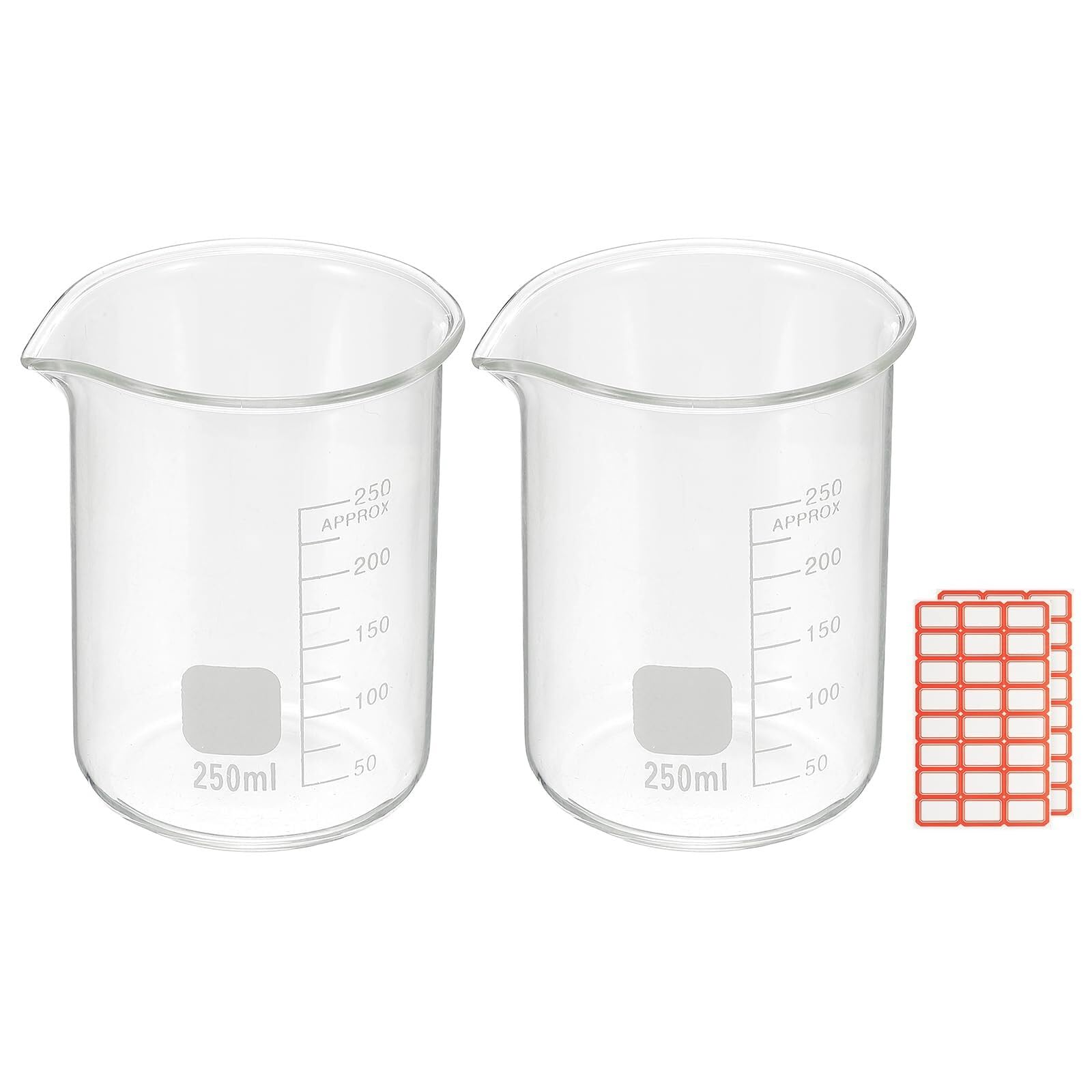 Zlewka laboratoryjna, 600 ml zlewka borokrzemowa z podziałką termiczną, 2 opakowania dziobkiem do laboratorium i kuchni(2 pcs 250ML)