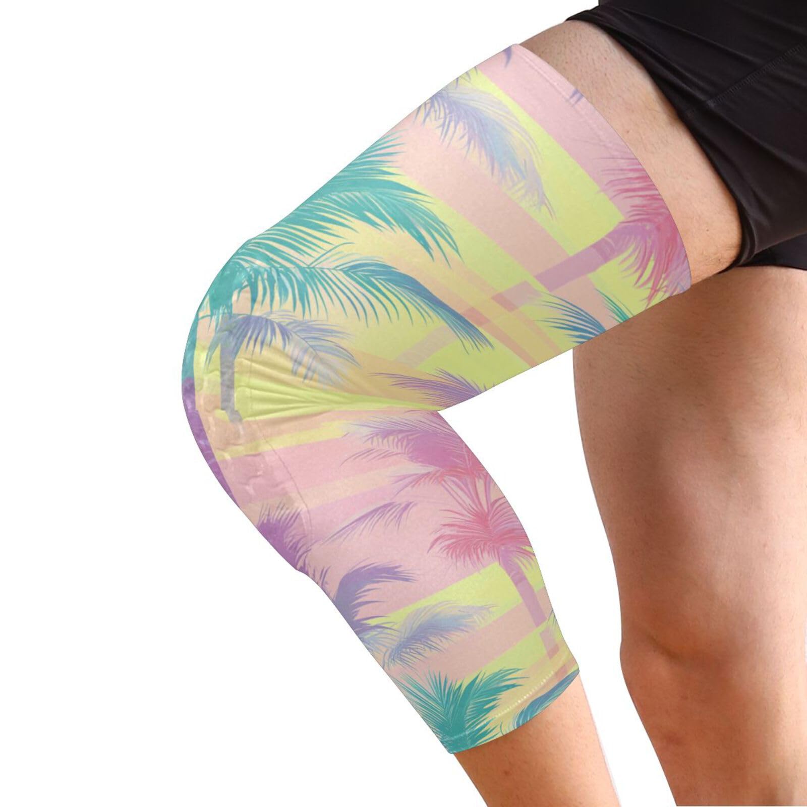 JUNZAN Tropical Palm Trees Basketball Knee Pads for Youth Kids Wrestling Knee Pads with Sleeves Sport Kneepads for Volleyball Football Pink Green