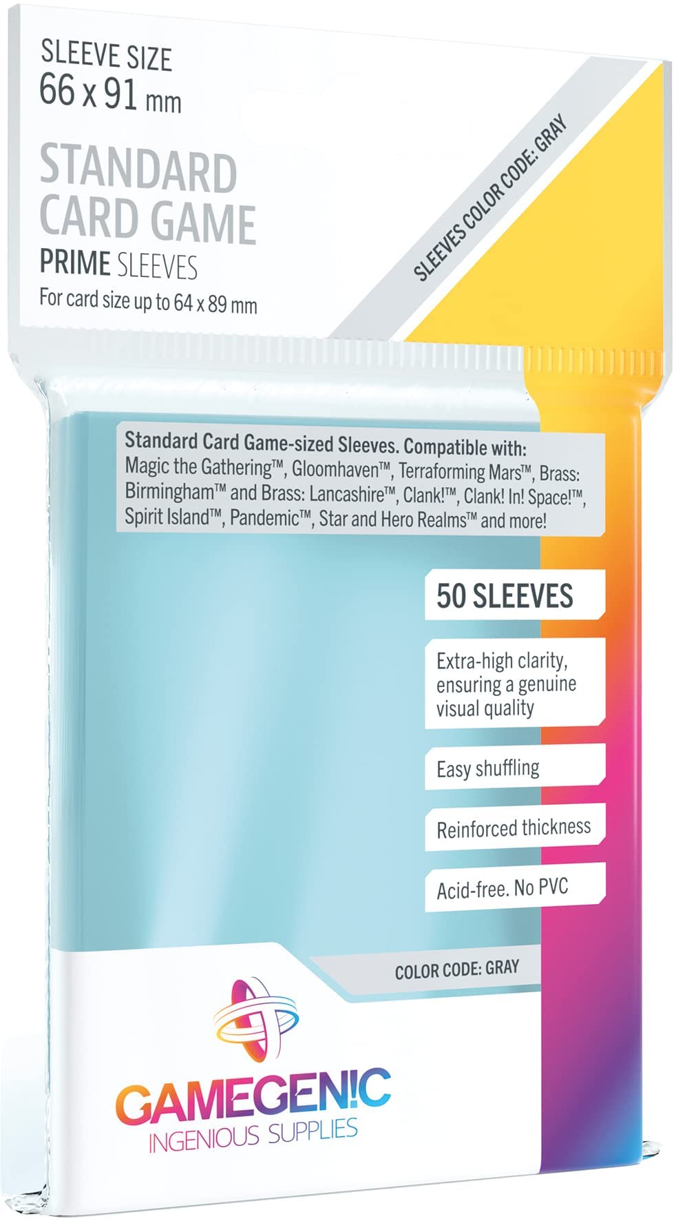 PRIME BOARD GAMES SLEEVES - STANDARD CARD GAME (66MM X 91MM) (50