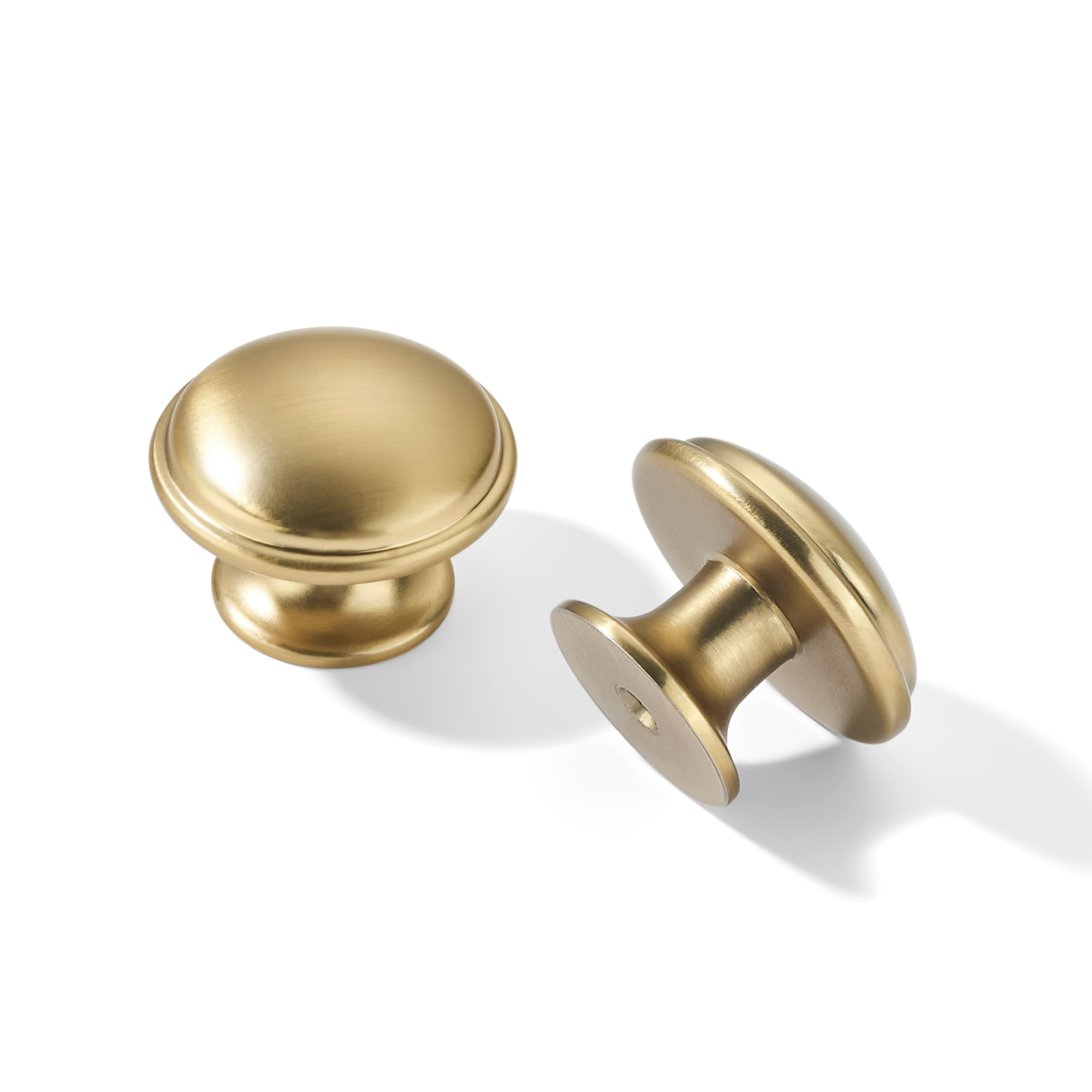 Photo 1 of khtumeware 2 Pack Knob Brushed Brass Cabinet knobs 1-1/4 inch Solid Heavy Duty Tradition Bifold Closet Door Mushroom Knobs Cabinet Hardware for Kitchens cabinets Dresser Bathroom