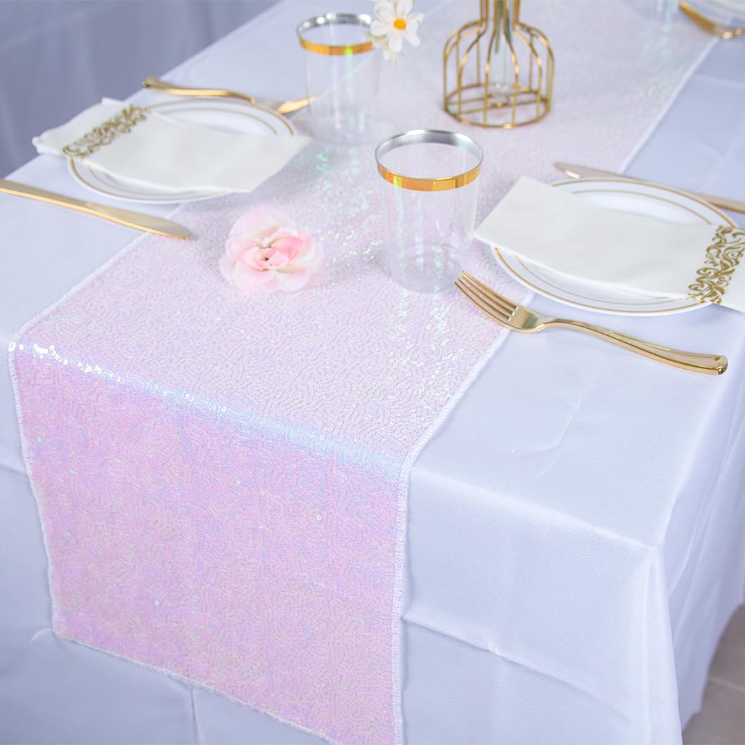 Glitzer-Pailletten-Tischläufer, glitzernde Tischläufer, 30,5 x 305,6 cm, glitzernde Tischläufer, Dekoration für Geburtstag, Hochzeit, Bankett, Urlaub, Party, 12 Packungen