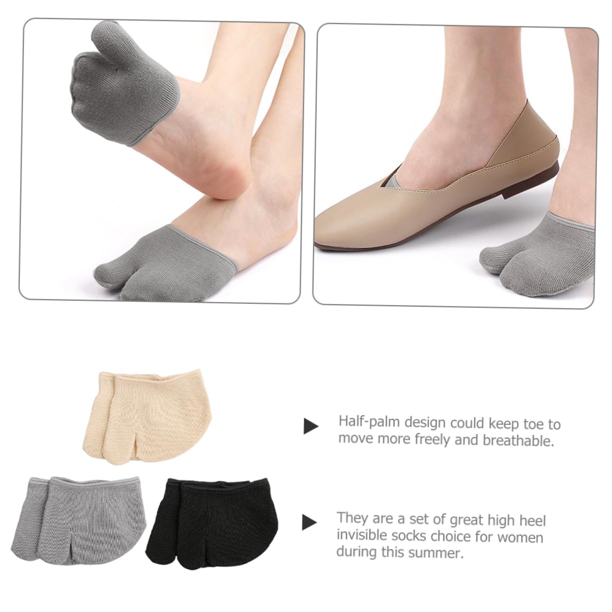 NIYANGLE 3 Pairs Invisible Half Toe Socks for Women Light Breathable Non Slip Forefoot Socks for Comfortable Wear for Flats and Boat Shoes