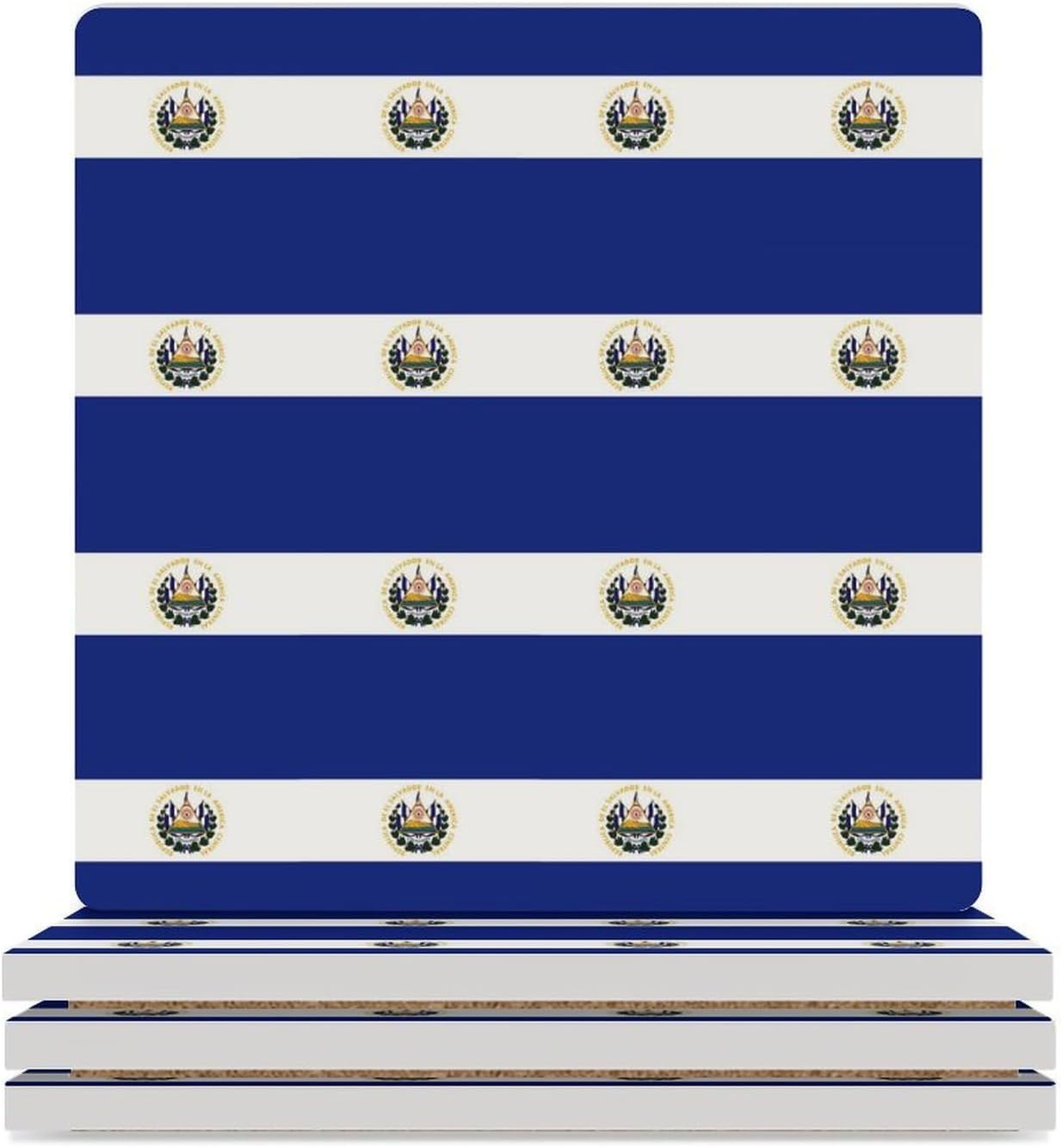 El-Salvador Flag Funny Ceramic Coasters for Drink Absorbent Cup Holders Tabletop Protection