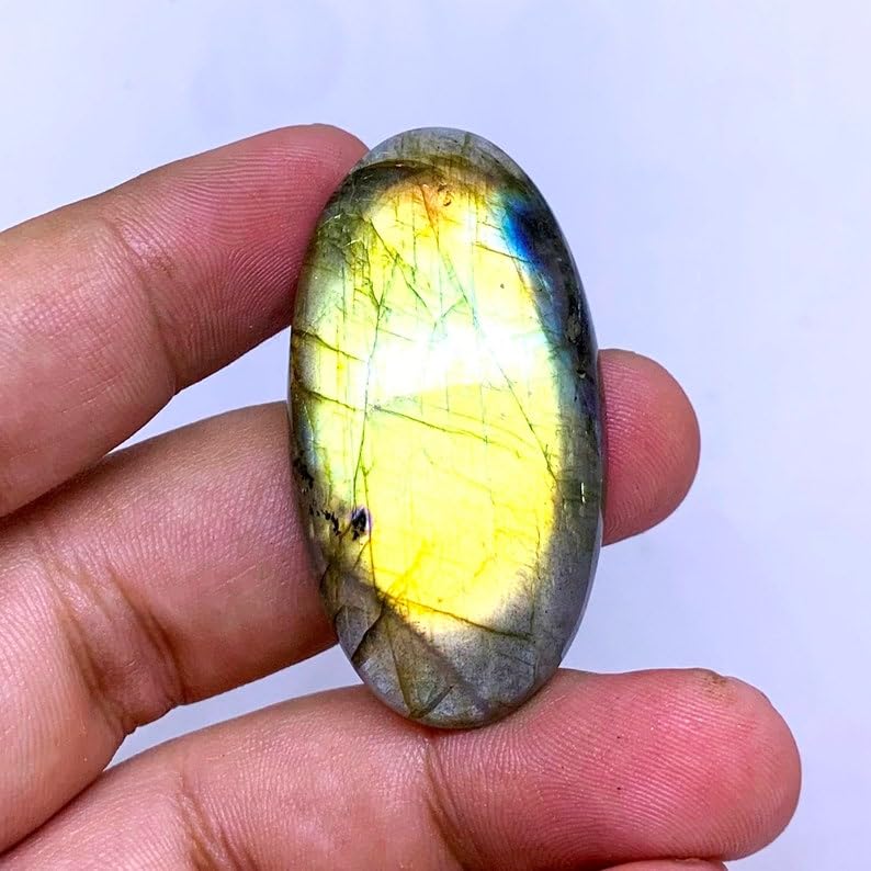 Gemme labradorite naturelle 45x24x7mm pour bricolage pendentif collier DIY - 2