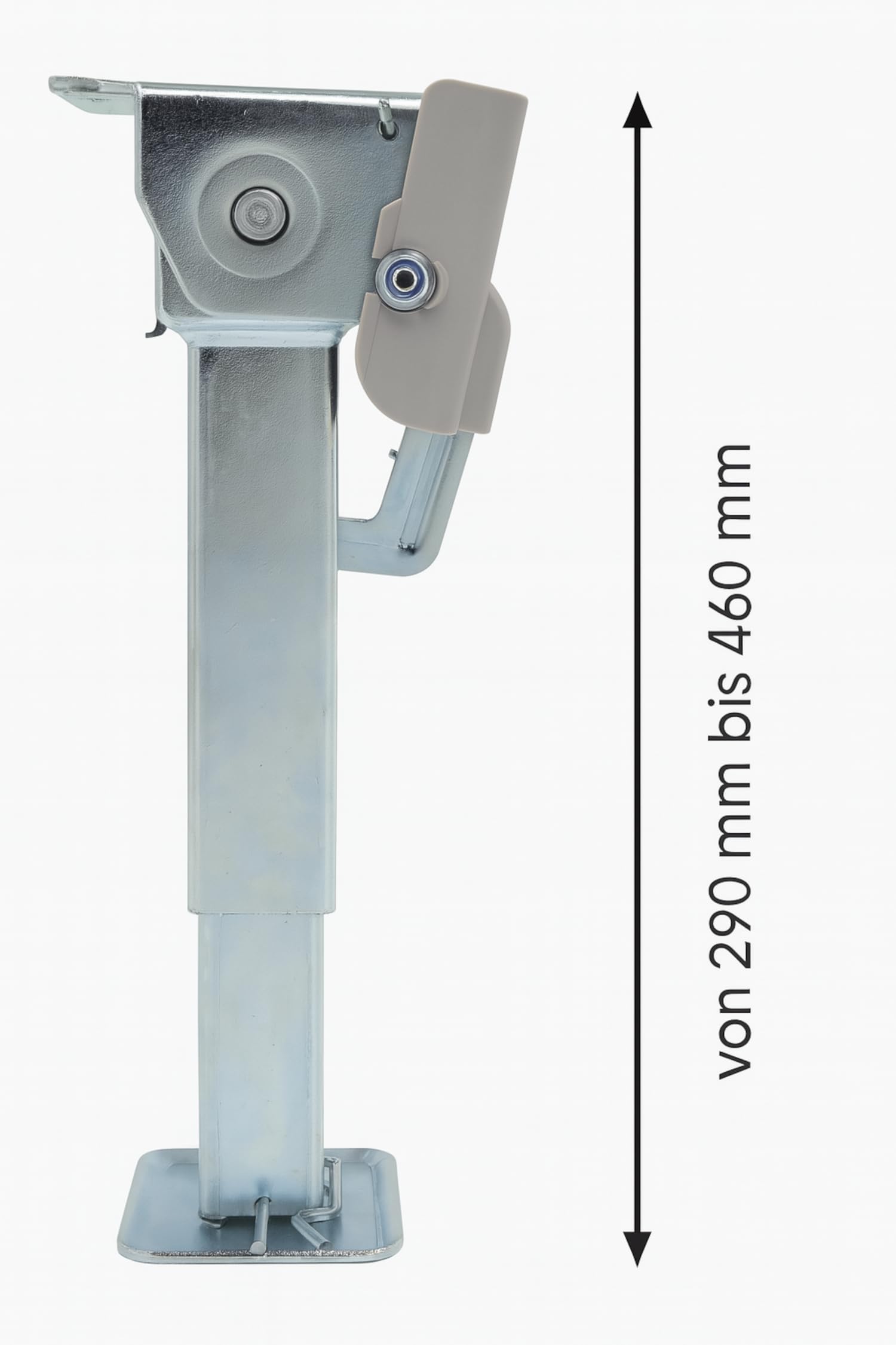 Preiswert & Gut 2 STK Stützen höhenverstellbar klappbar, Stahl verzinkt 290-460 mm | Kurbelstütze Set mit Befestigungsmaterial für Wohnmobil und Wohnwagen, bis 500 kg, Preiswert&Gut
