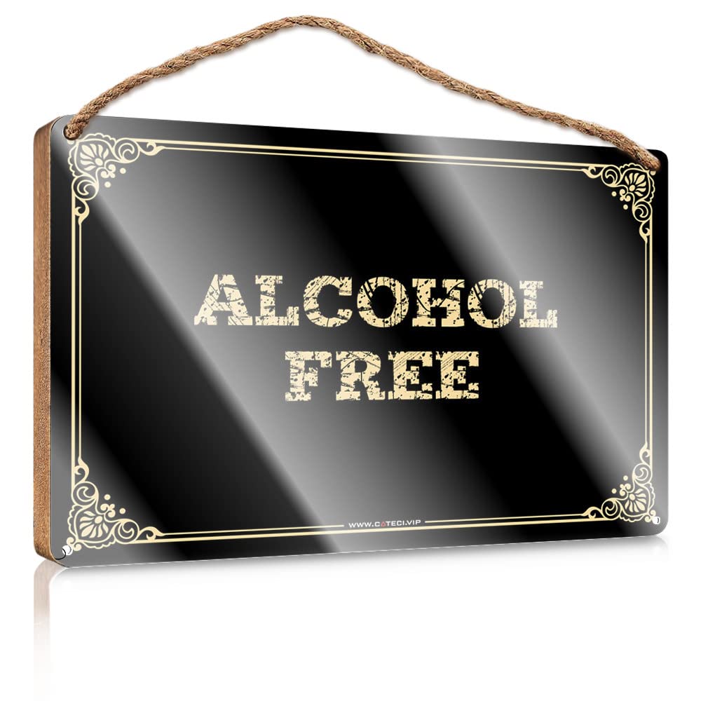 STUDE Funny Kitchen Decor Alcohol Free Wooden Sign Fall Porch Decorations Outdoor Office Decor(15X28CM)